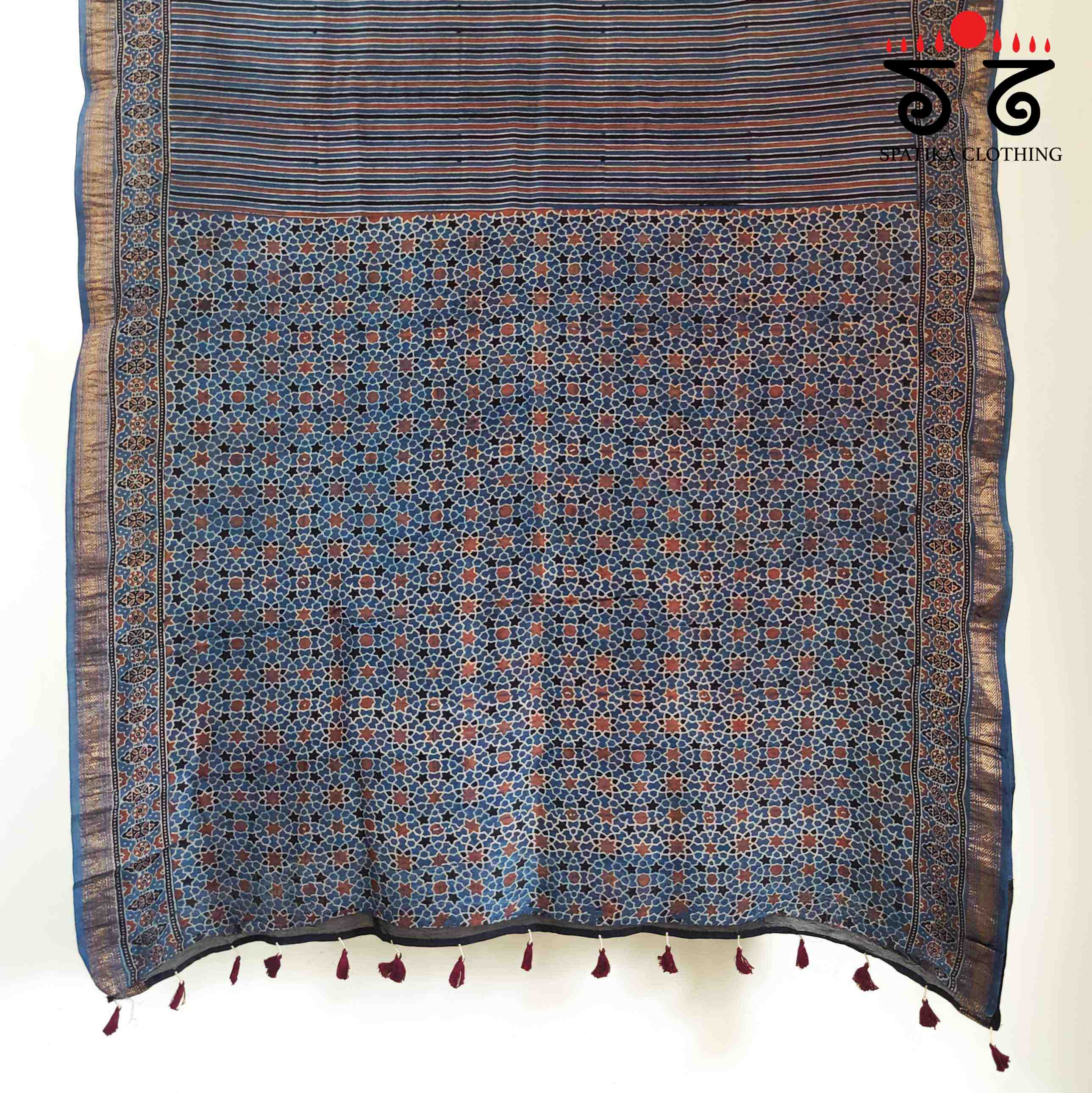 Ajrak Maheshwari Silk Cotton Saree