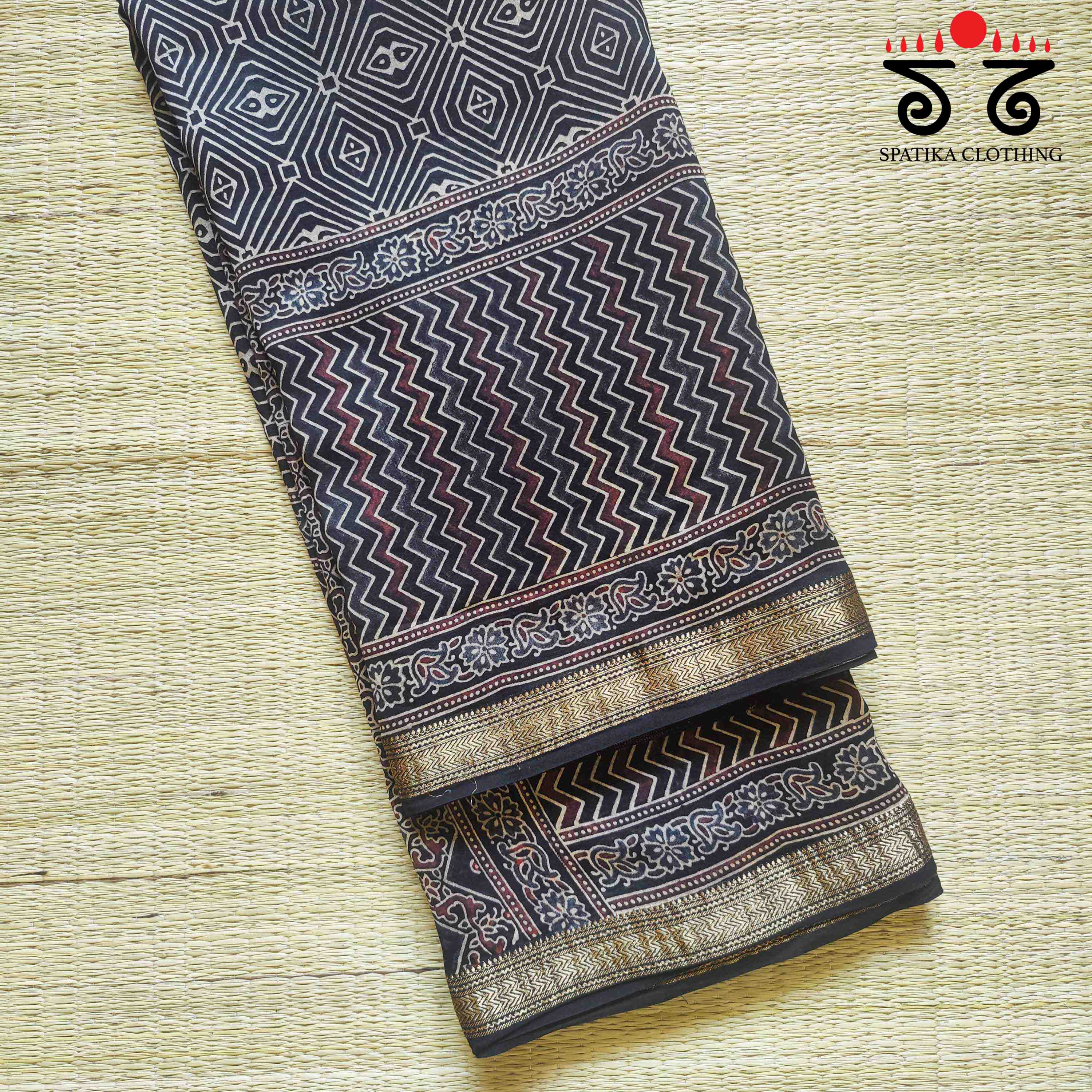 Ajrak Maheshwari Silk Cotton Saree