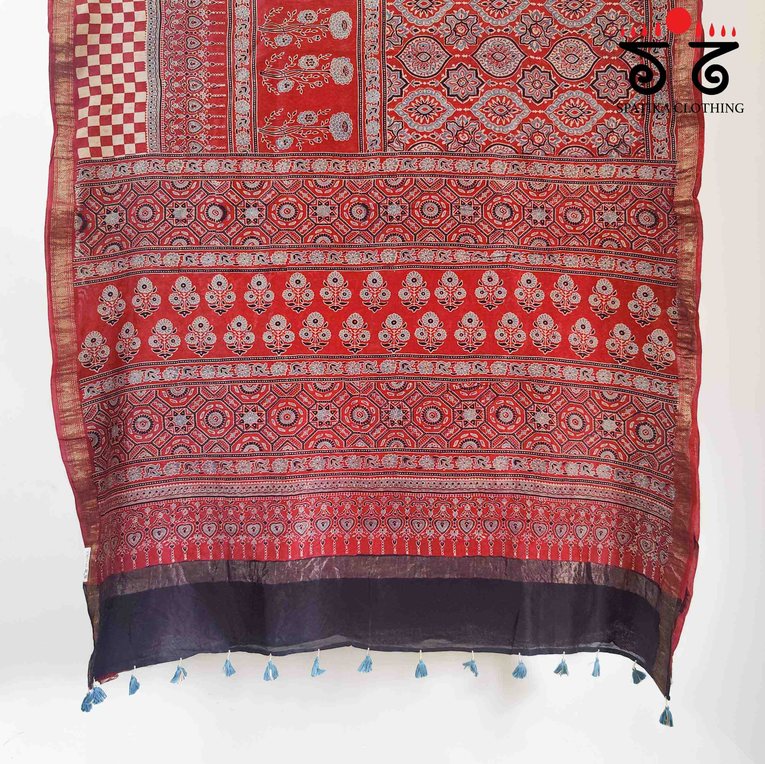 Ajrak Maheshwari Silk Cotton Saree