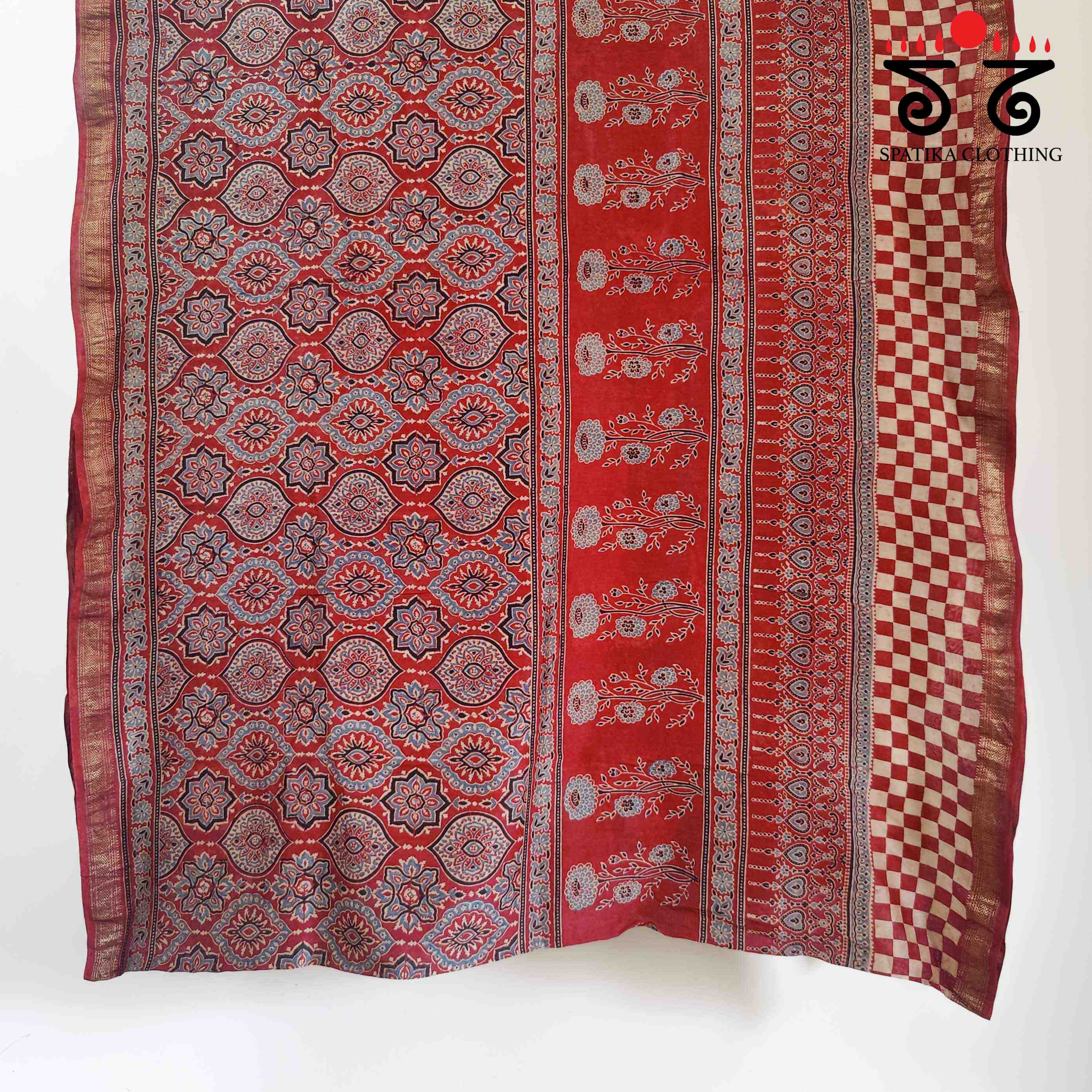 Ajrak Maheshwari Silk Cotton Saree