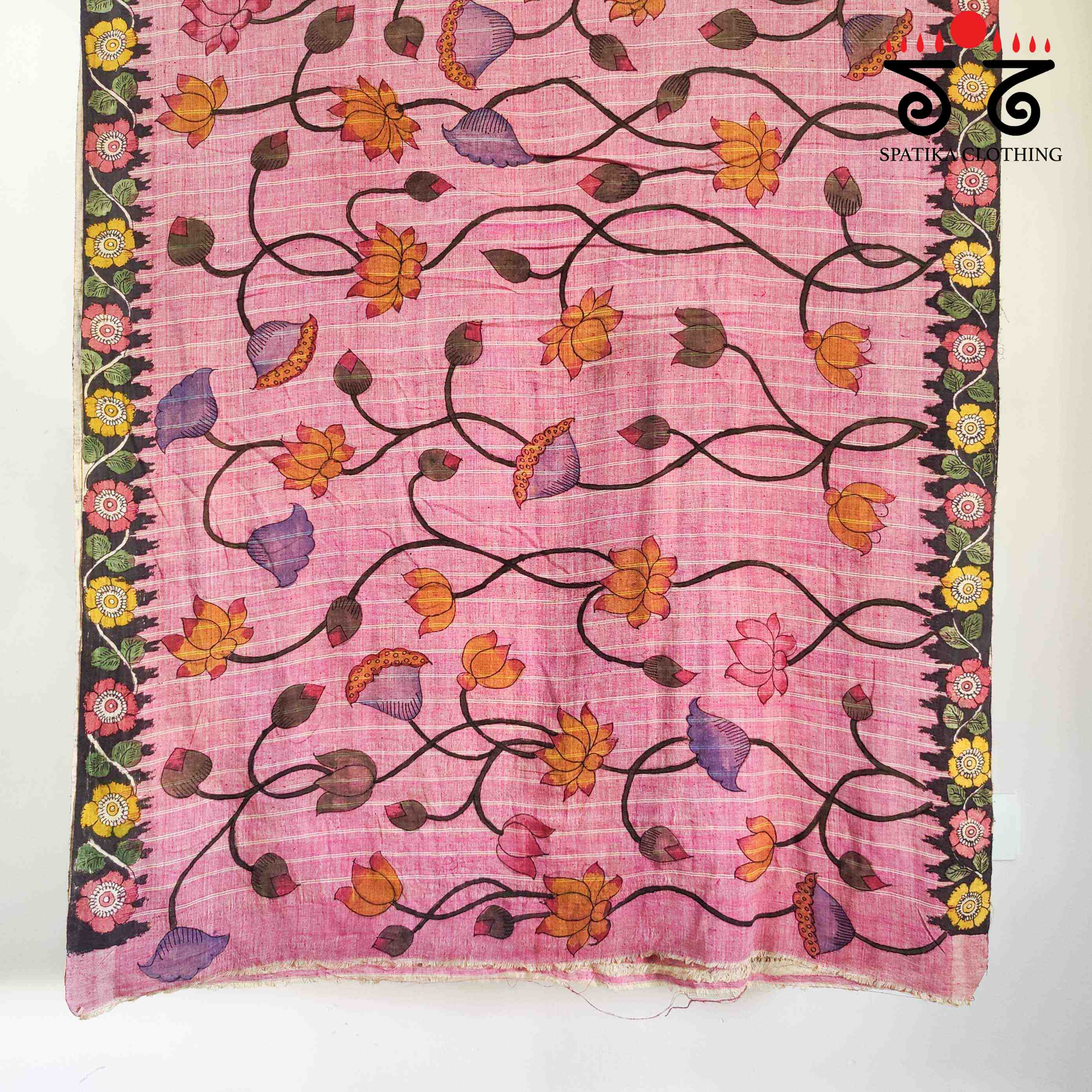 Pen Kalamkari On Ponduru Handspun Cotton Saree