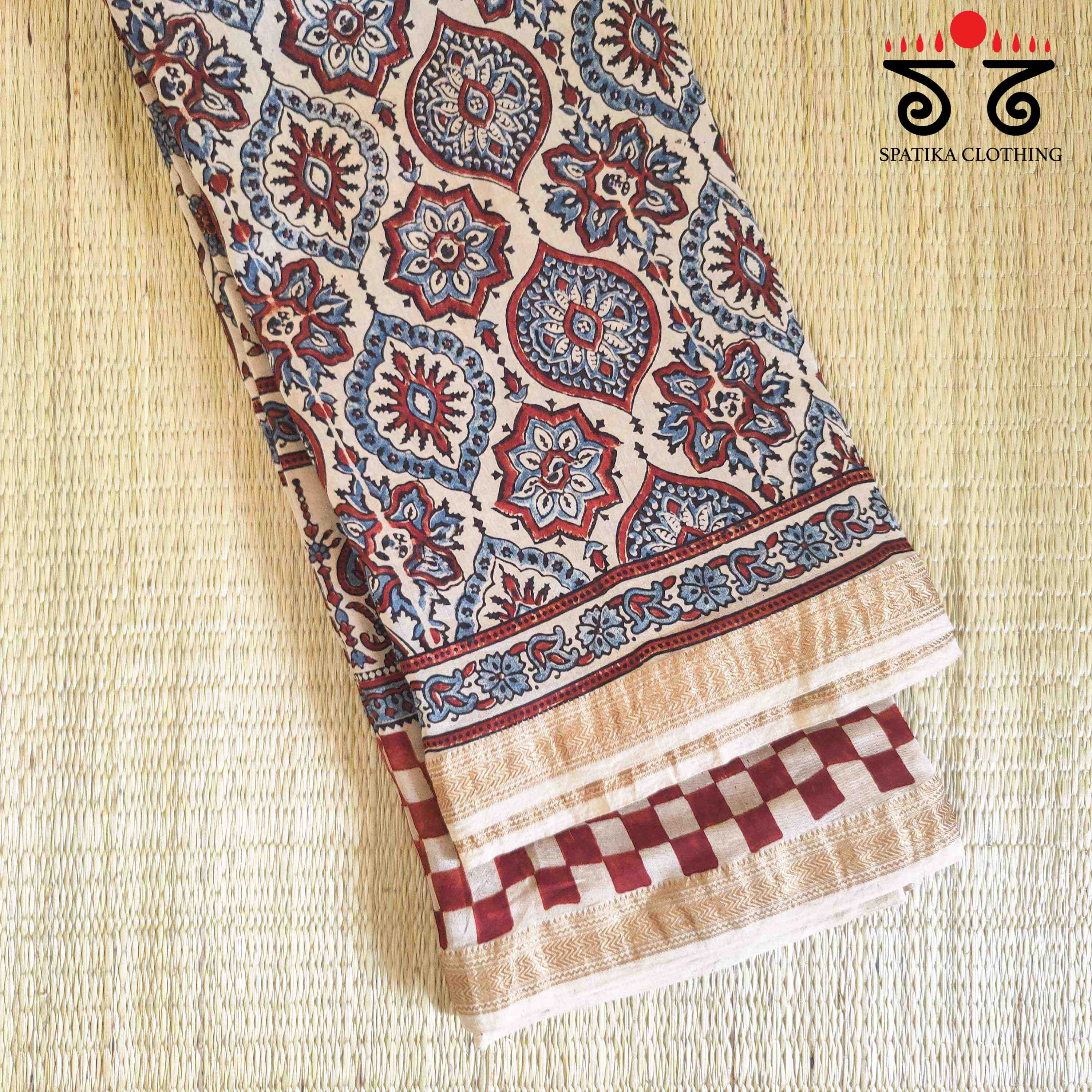 Ajrak Maheshwari Silk Cotton Saree