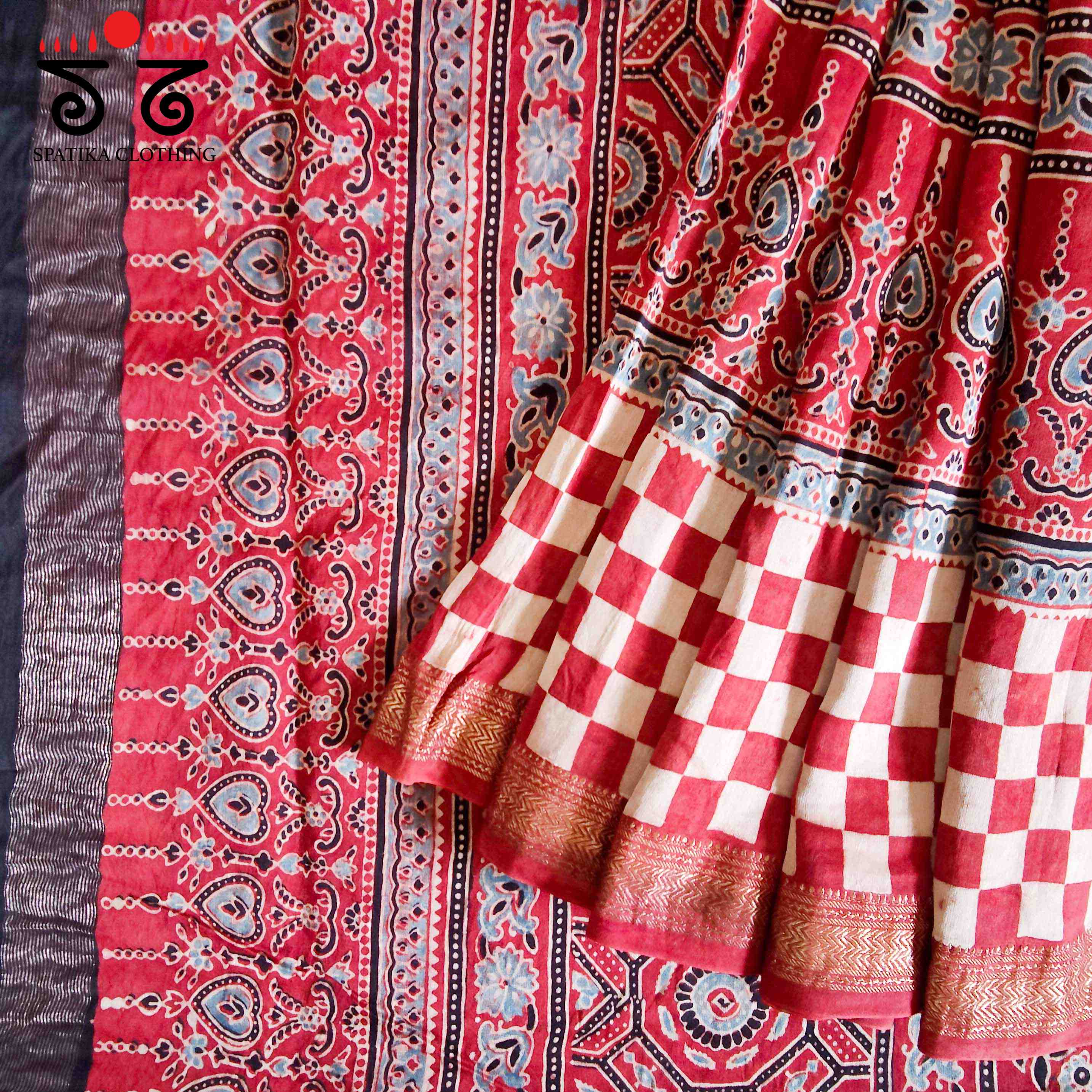 Ajrak Maheshwari Silk Cotton Saree