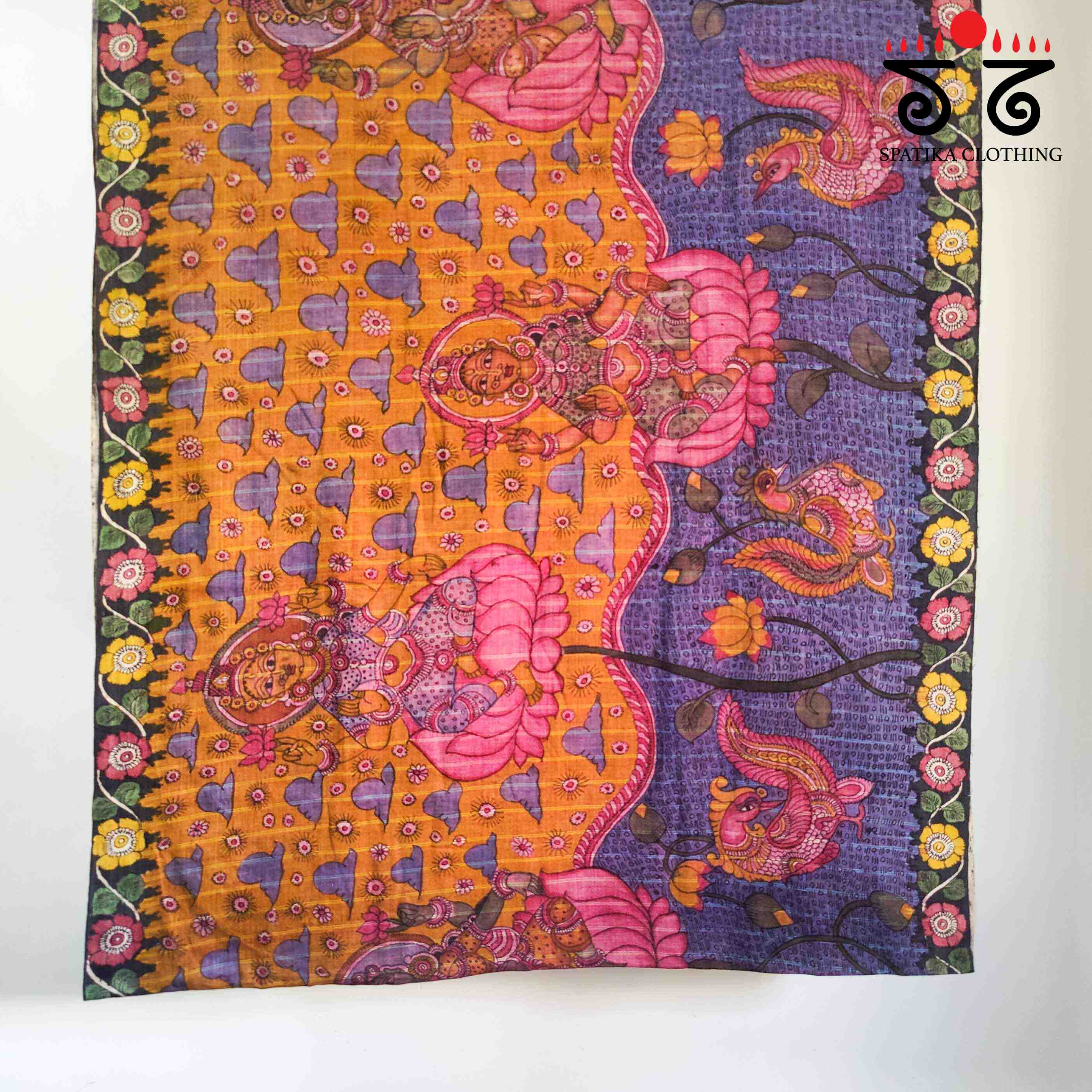 Pen Kalamkari On Ponduru Handspun Cotton Saree