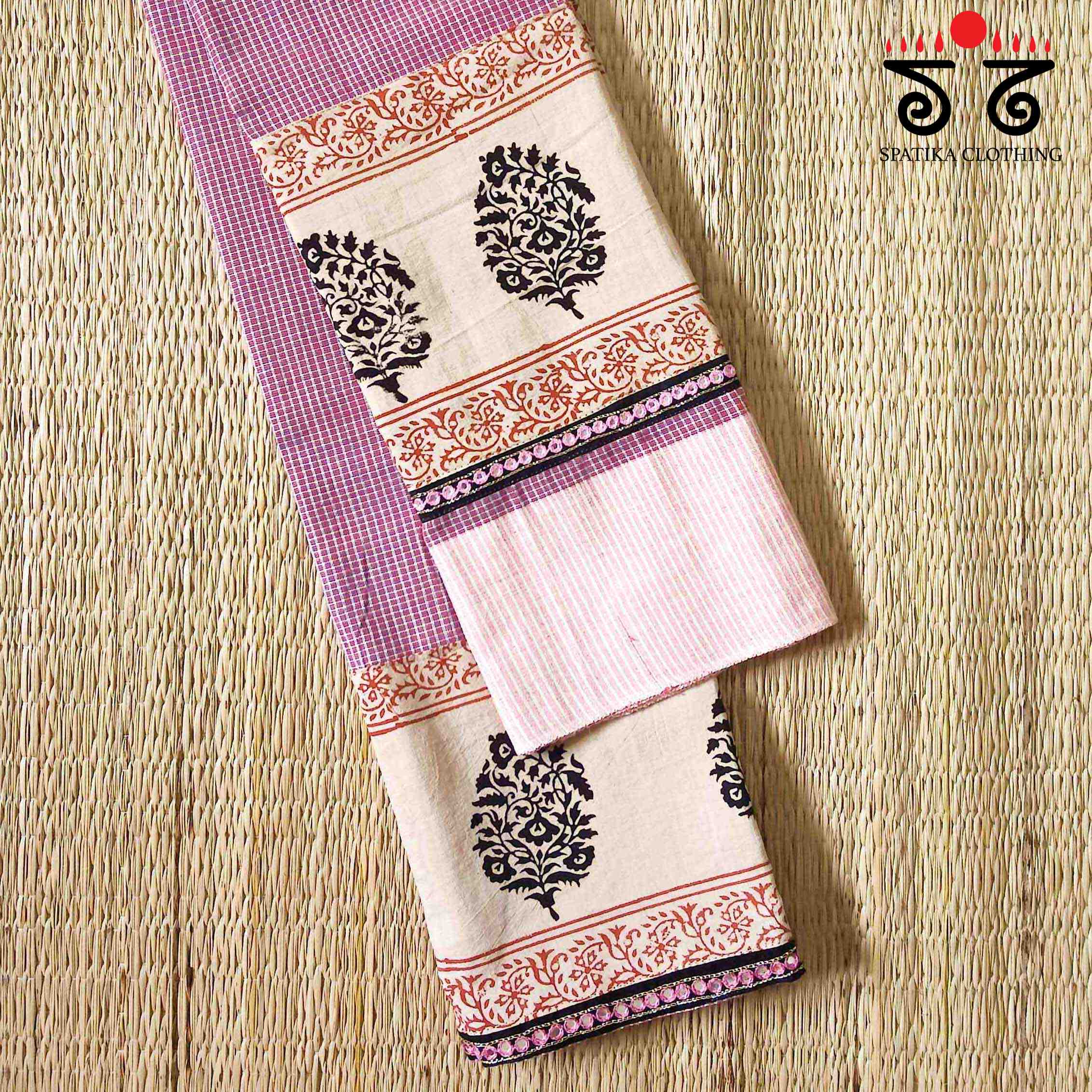 Hand Embroidered Ilkal Blouse Fabric