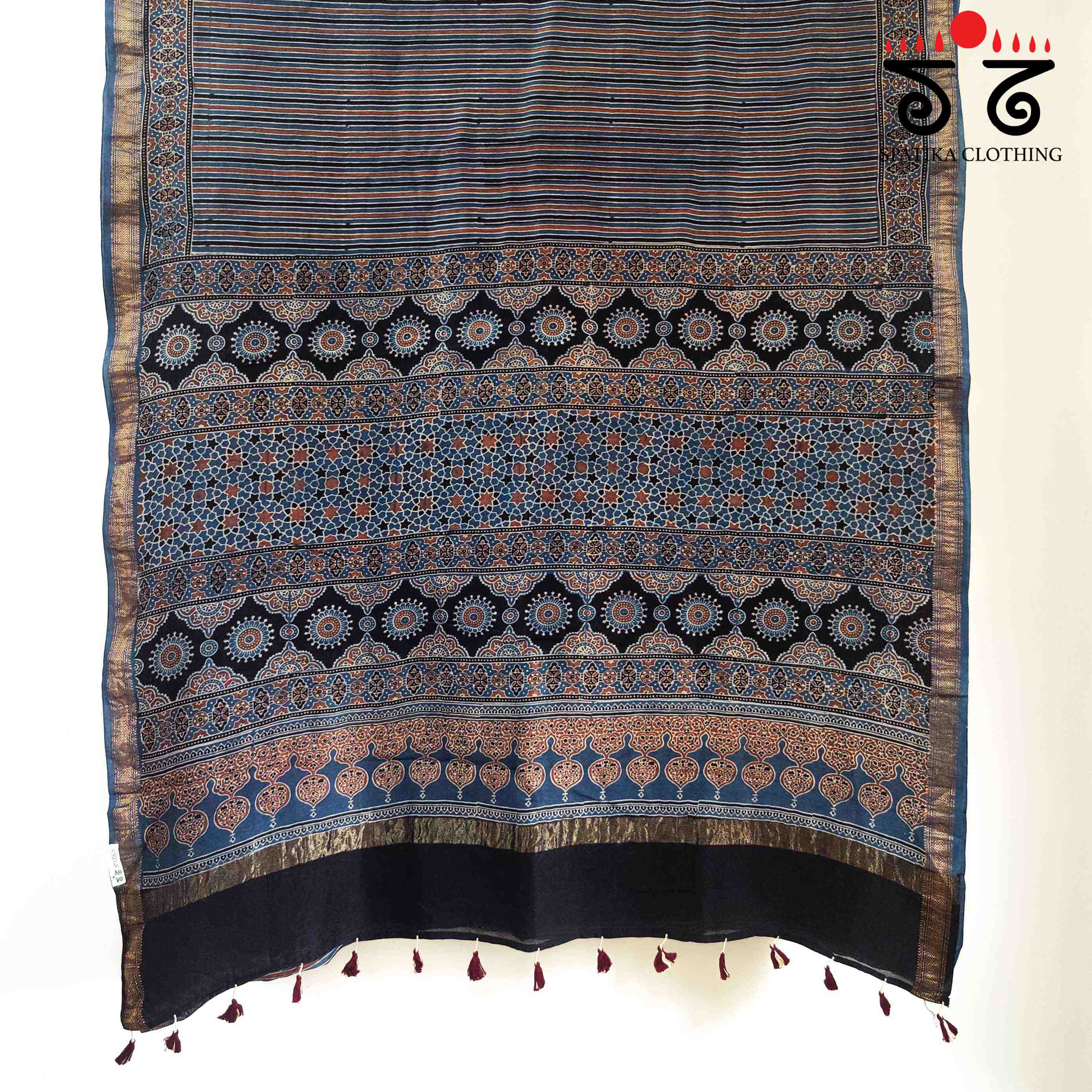 Ajrak Maheshwari Silk Cotton Saree