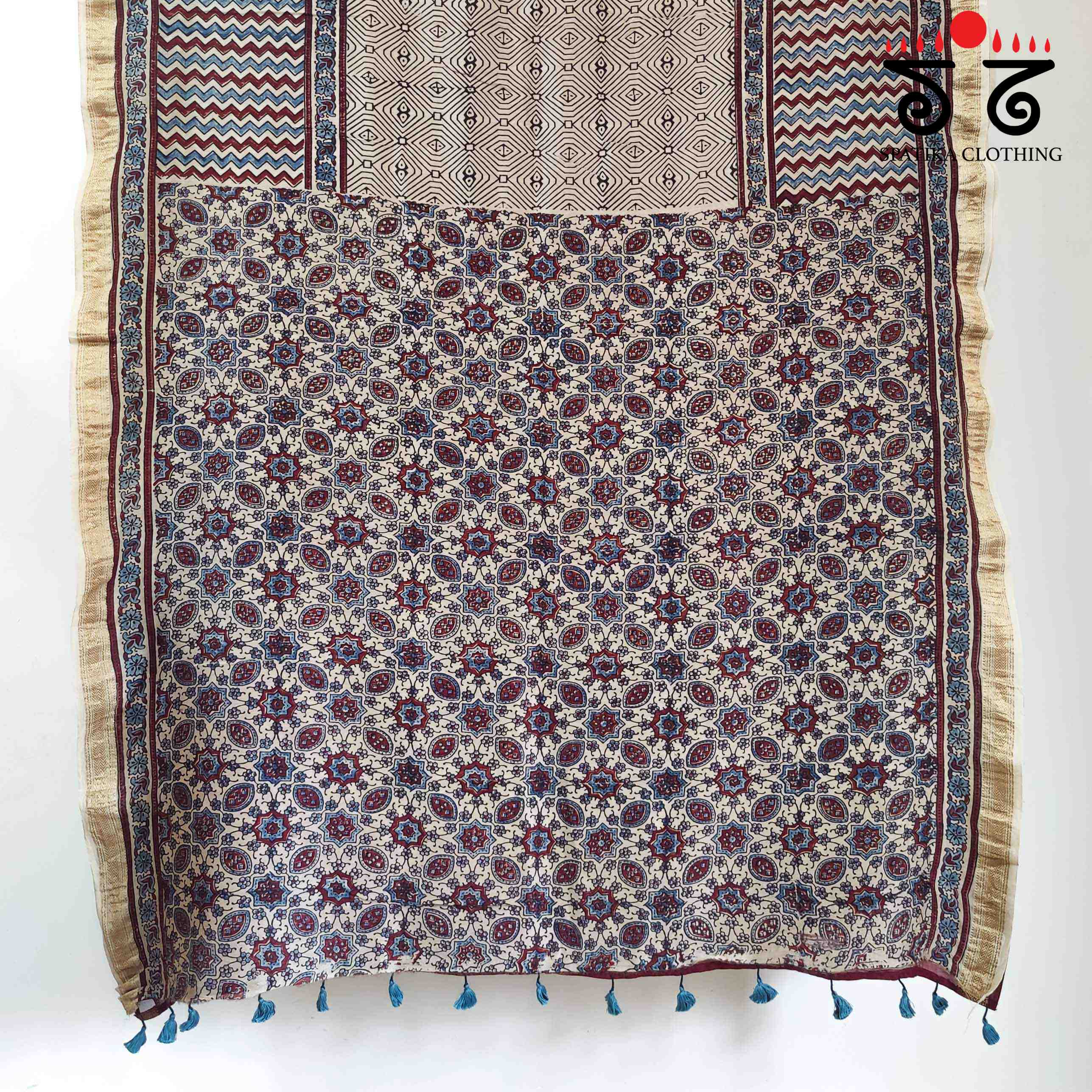 Ajrak Maheshwari Silk Cotton Saree