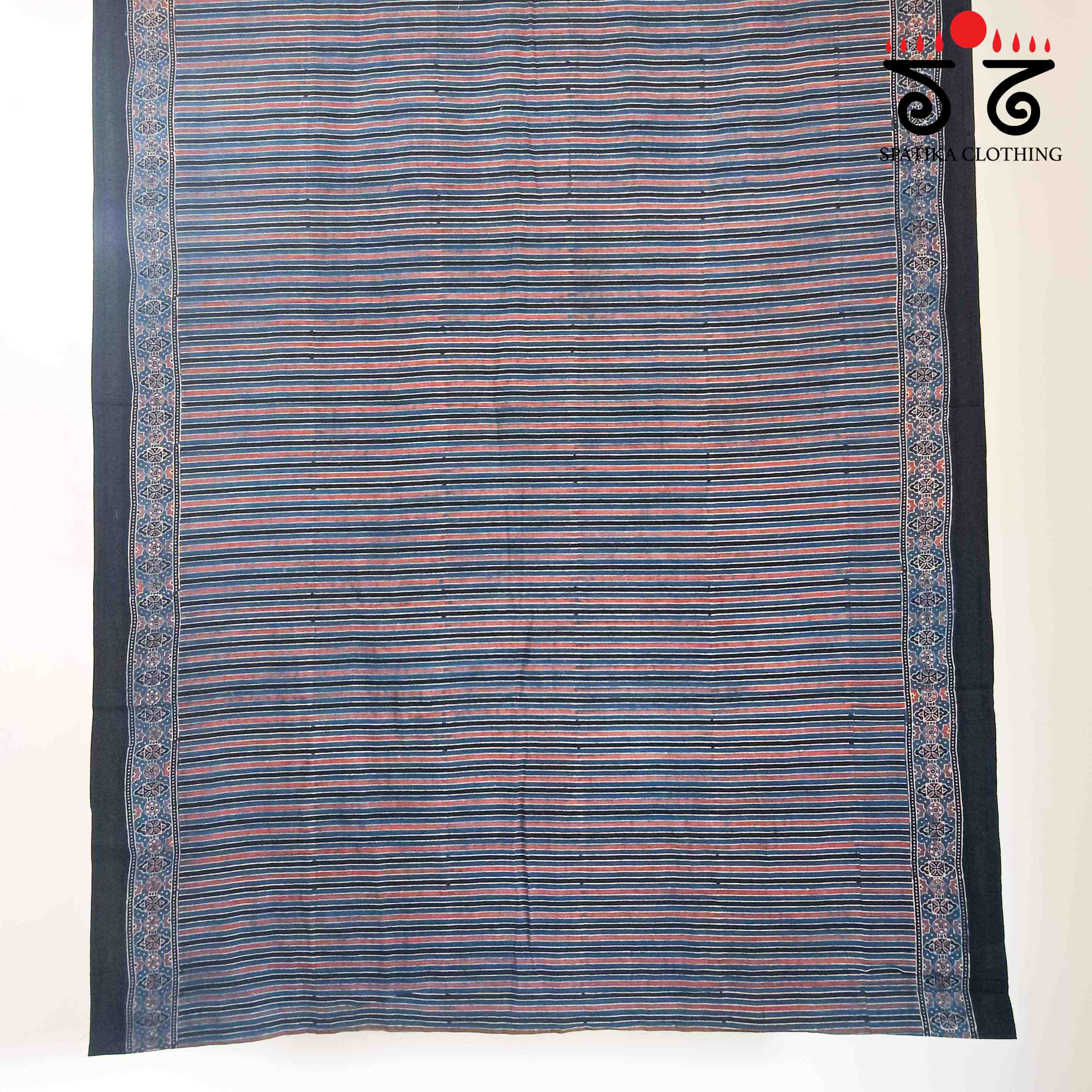 Ajrakh Handblock Print on Mulmul Cotton Saree