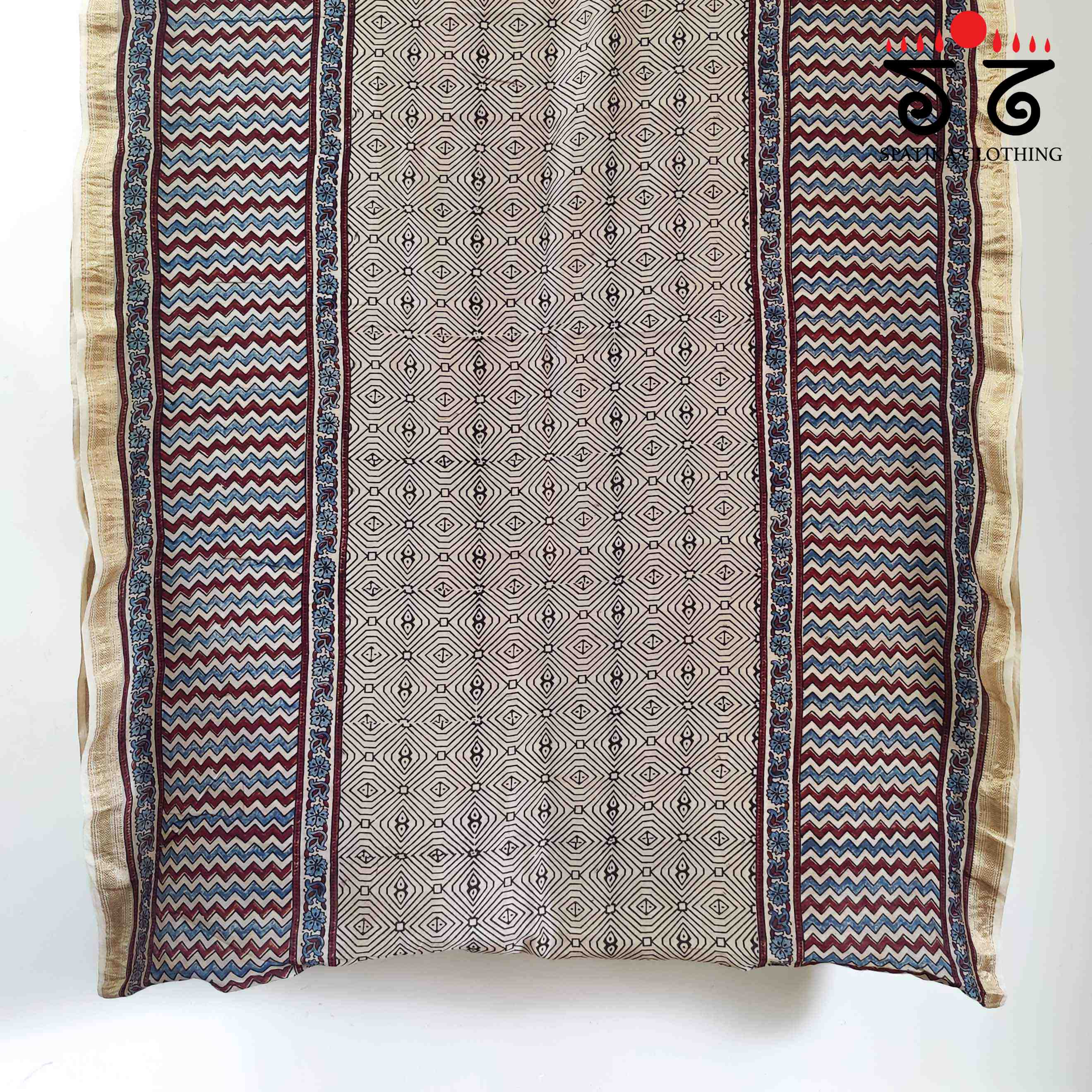 Ajrak Maheshwari Silk Cotton Saree