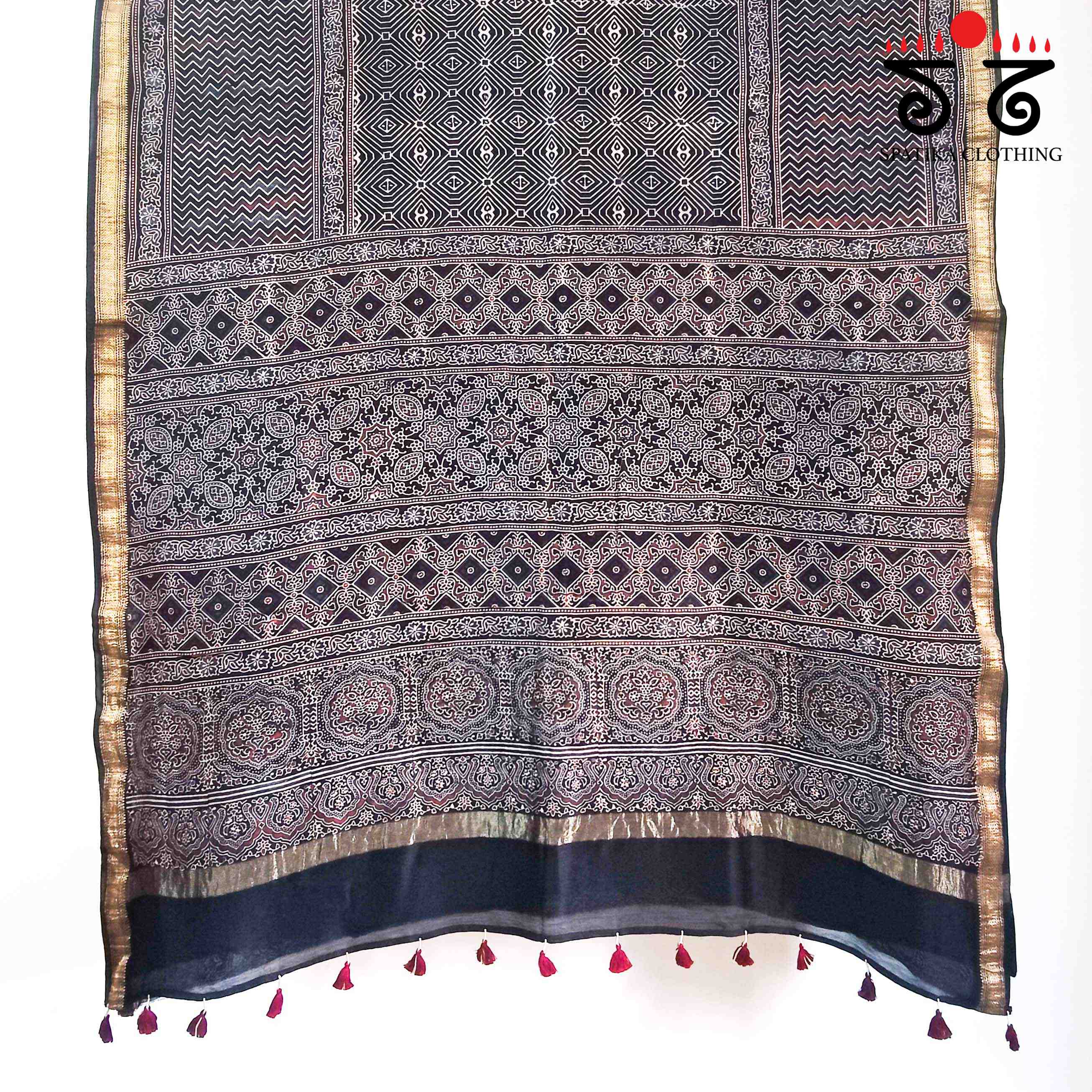 Ajrak Maheshwari Silk Cotton Saree
