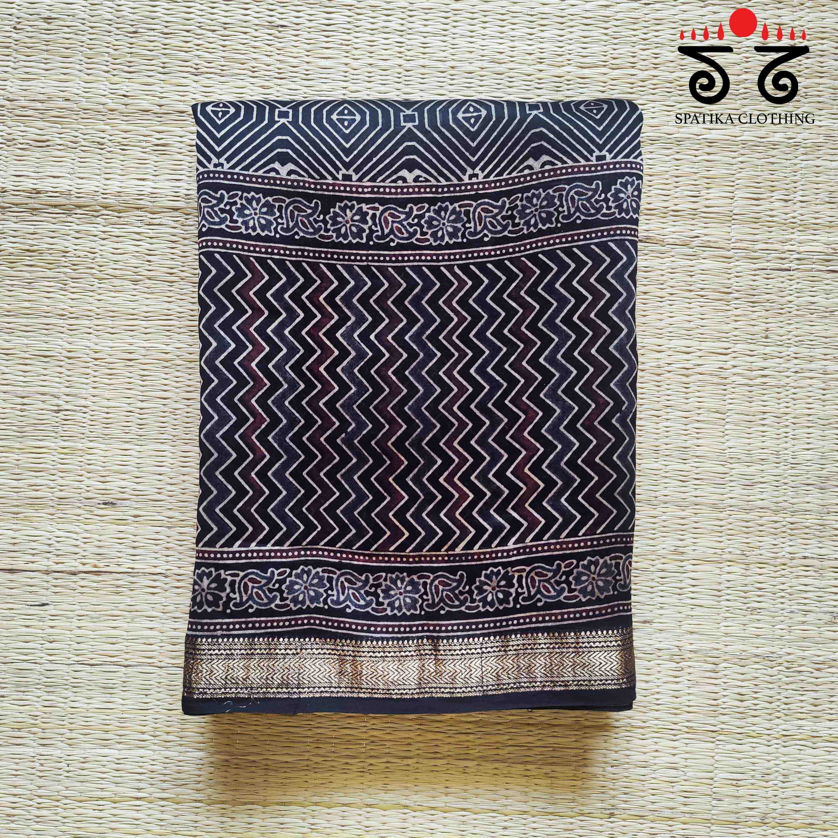 Ajrak Maheshwari Silk Cotton Saree