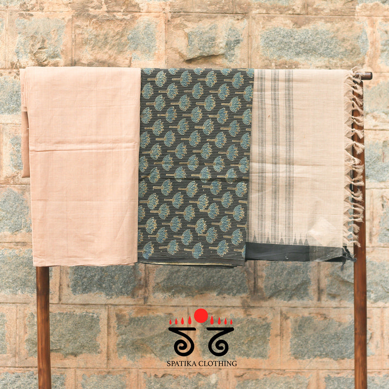 Ponduru - Ajrak Hand Blockprint Fabric Set of 3