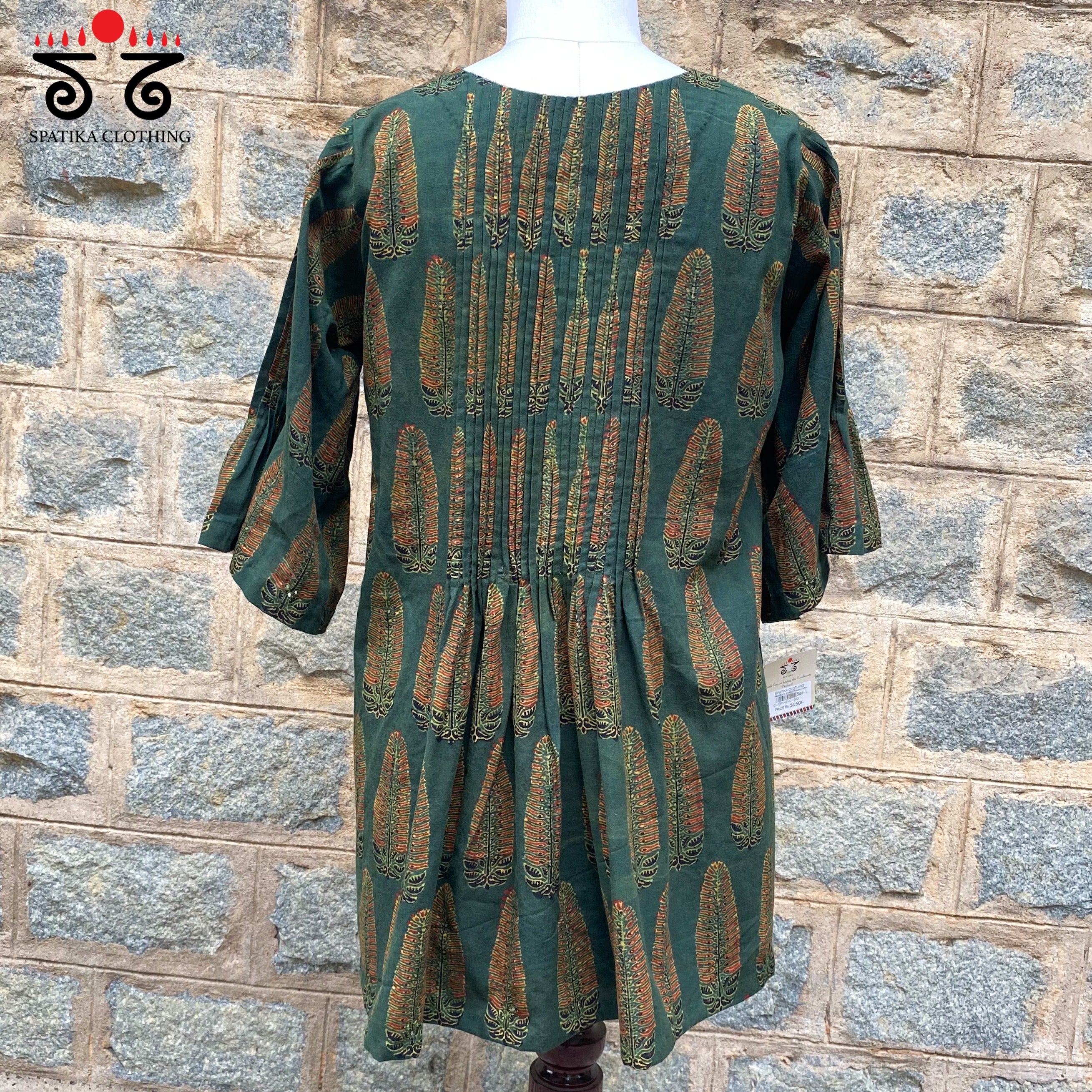 Ajrak Pleated Hand - Blockprinted Tunic