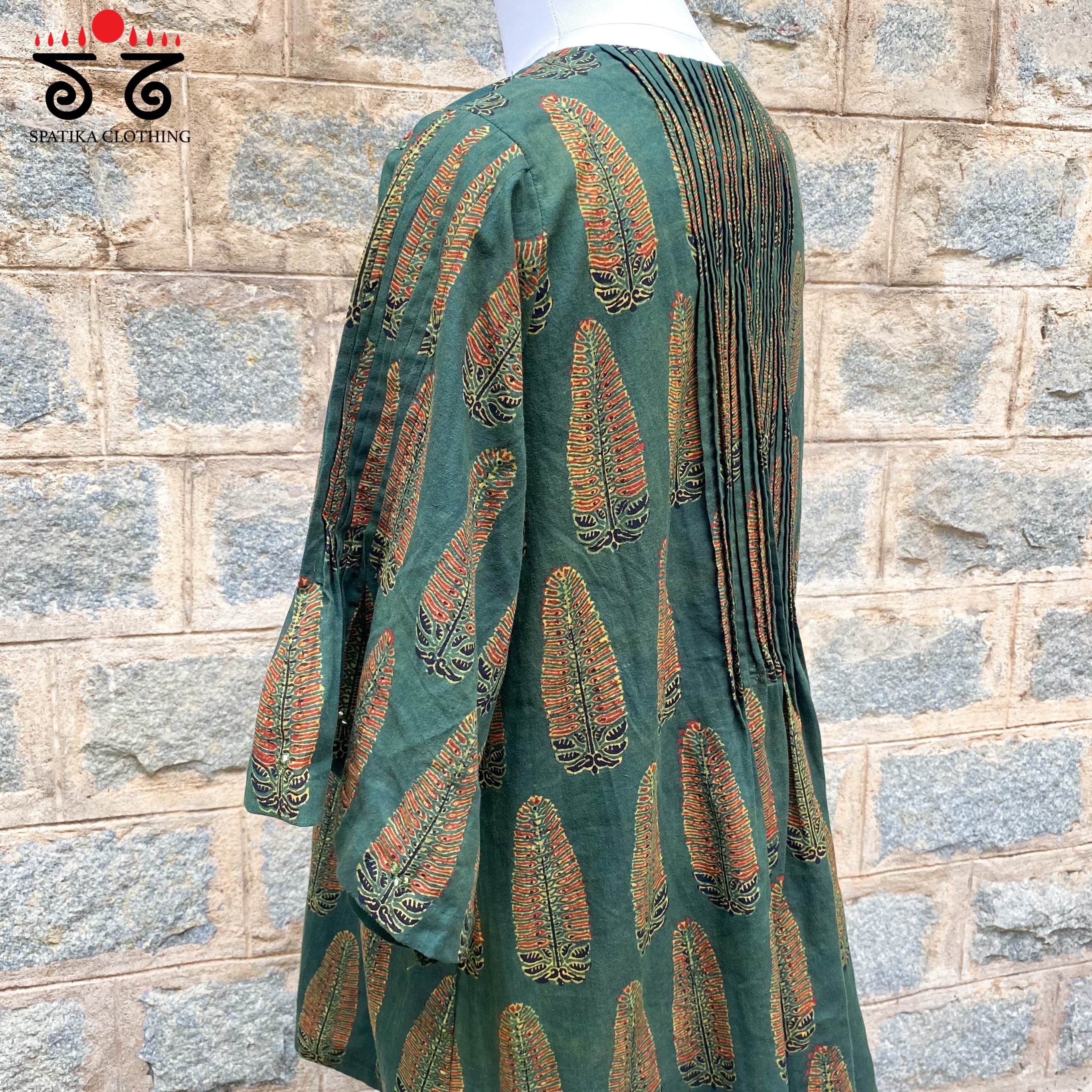 Ajrak Pleated Hand - Blockprinted Tunic