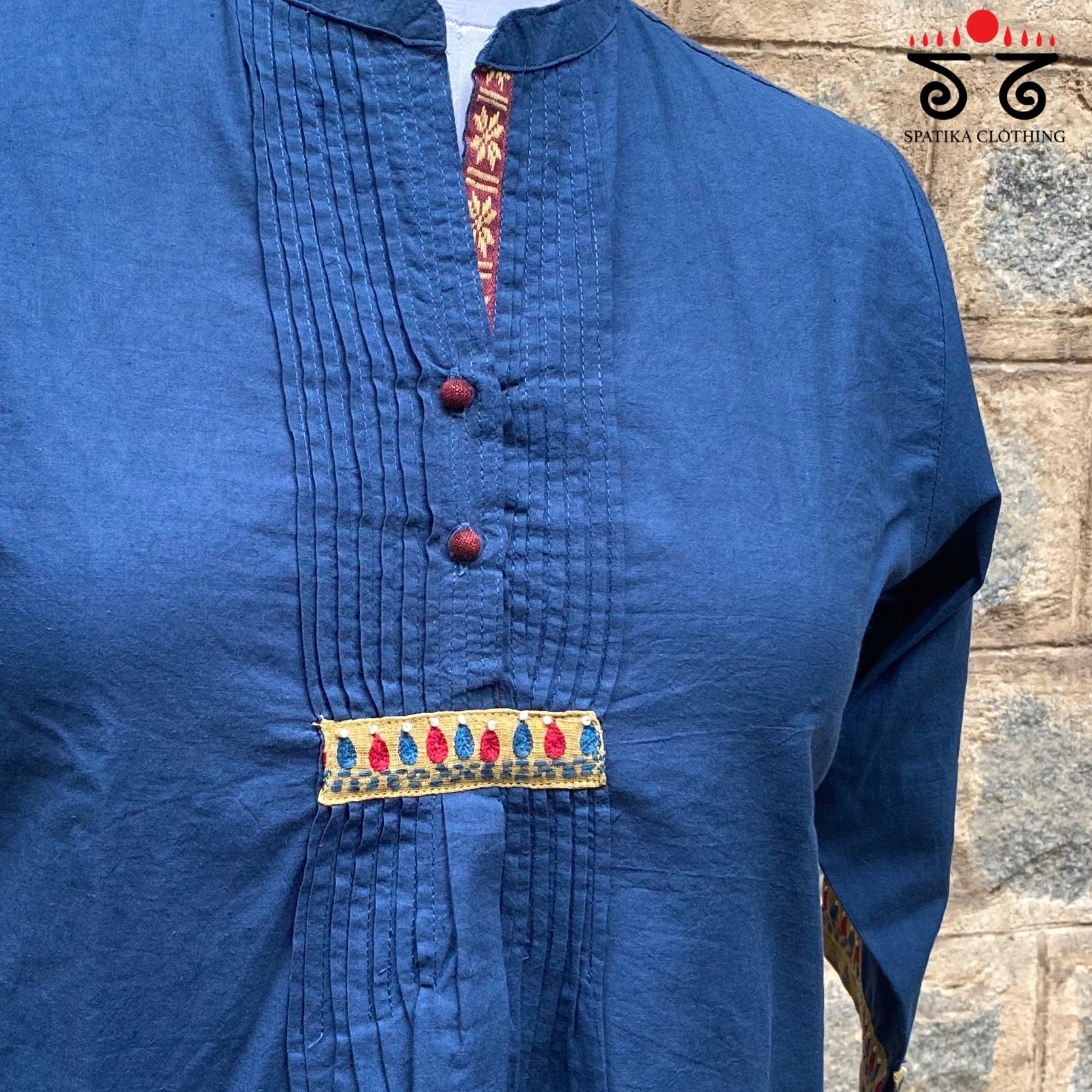 Hand Embroidered Tunic With Pintucks