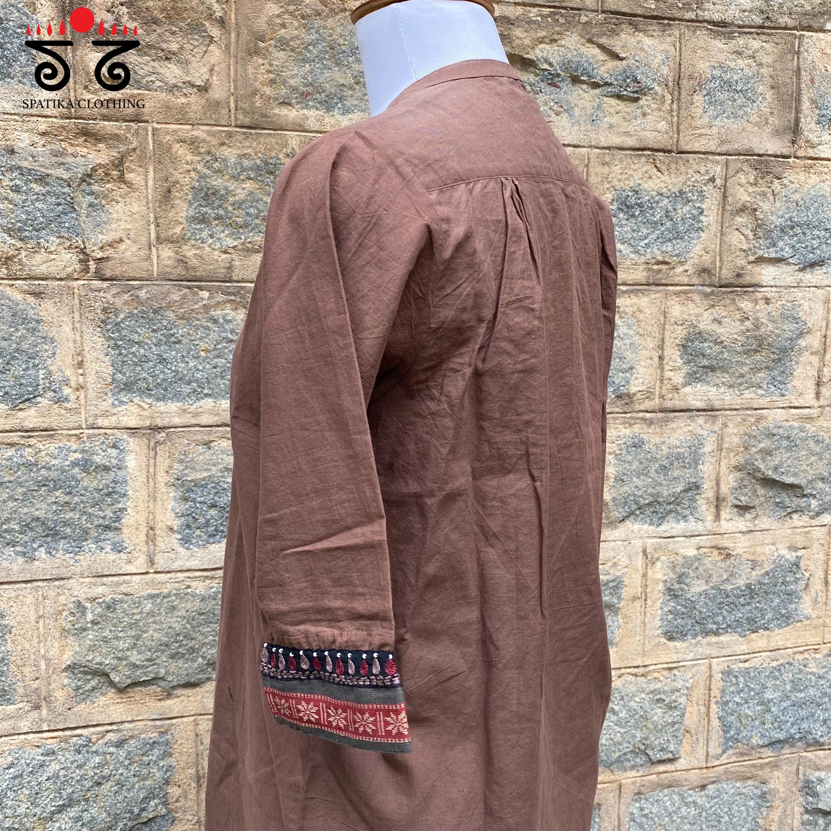 Hand Embroidered Tunic With Pintucks