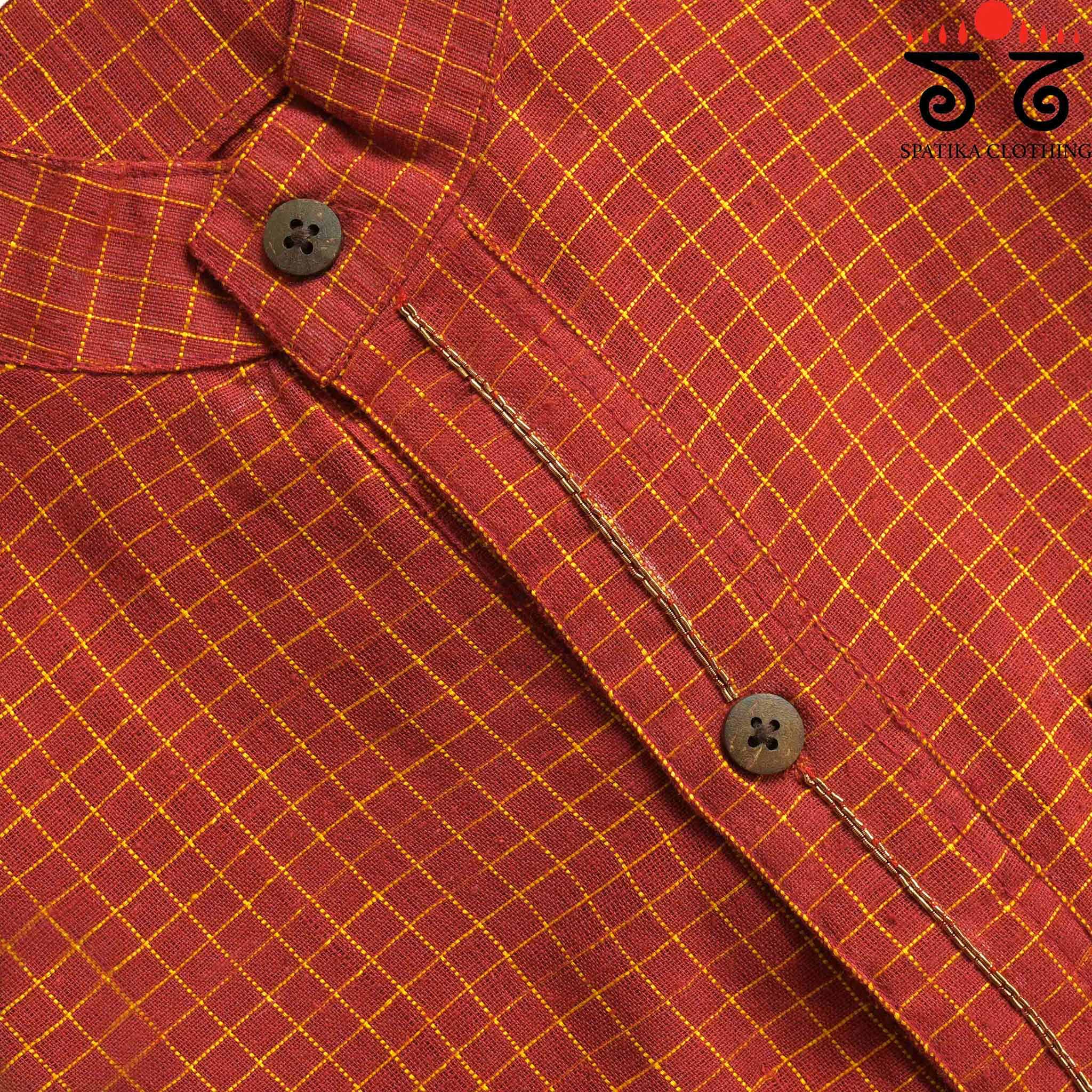 Men's Handwoven Cotton Short Kurta