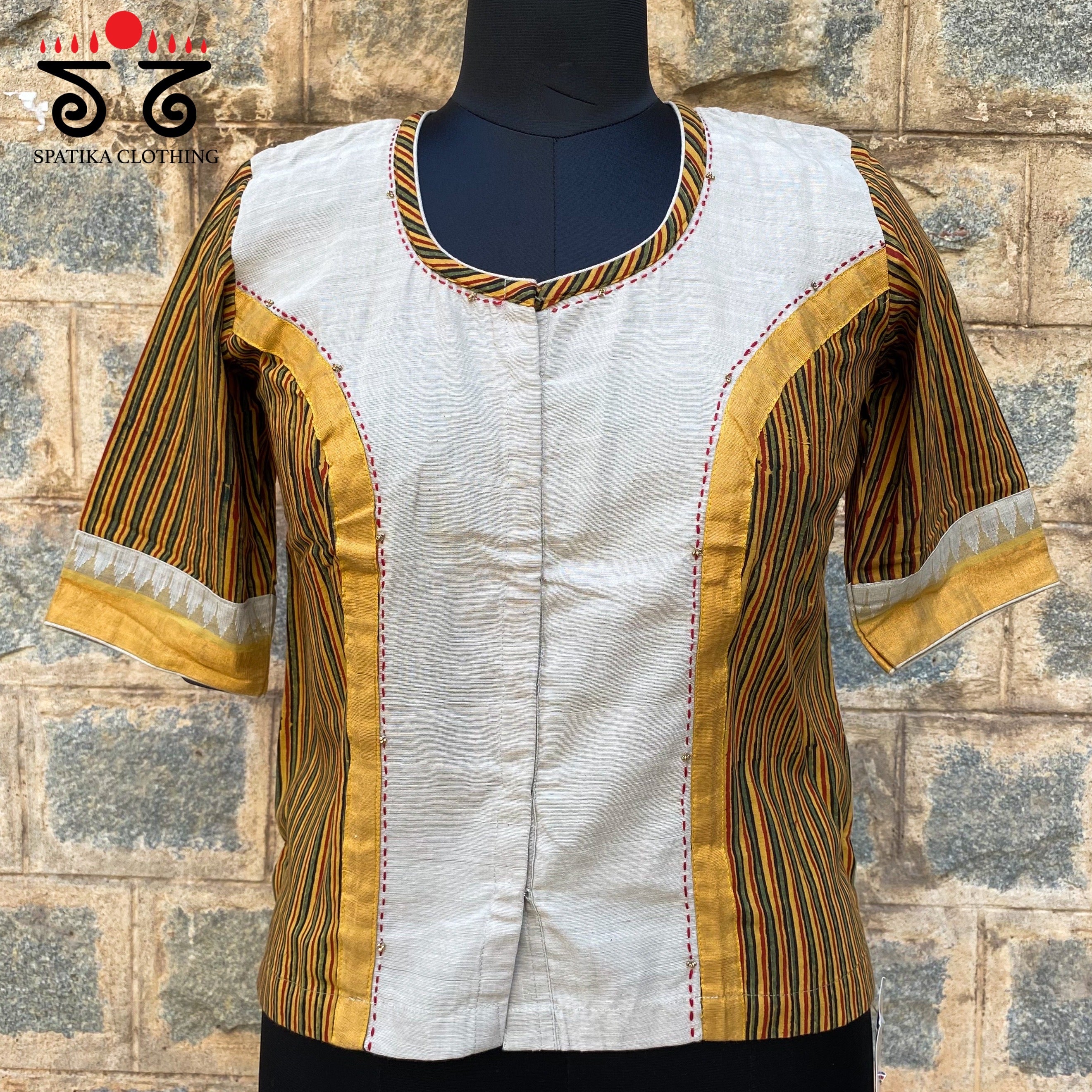 Radha Krishna Pen Kalamkari Crop Top