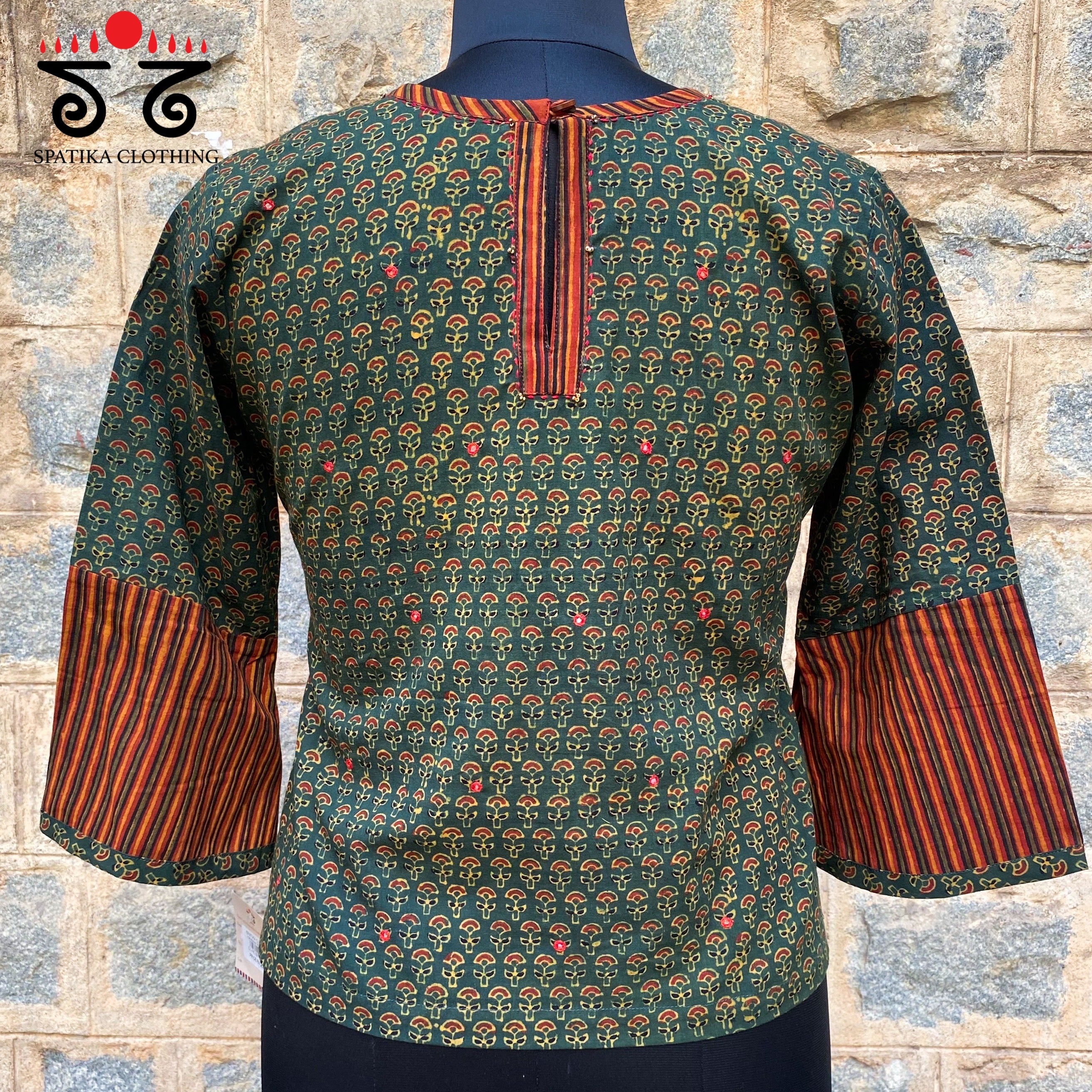 Ajrak Handblock - Printed Crop Top