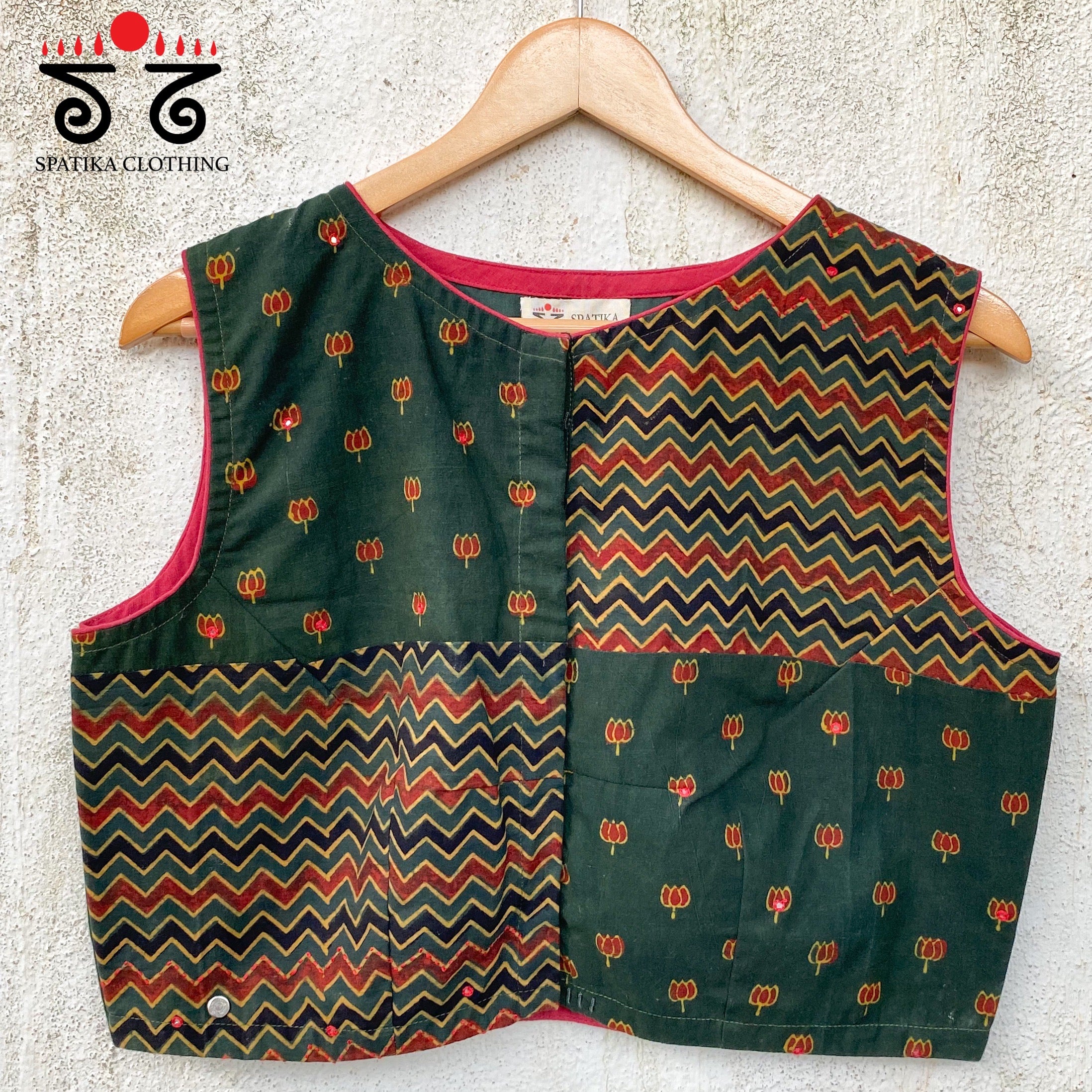 Ajrak Blocks - Sleeveless collage Blouse
