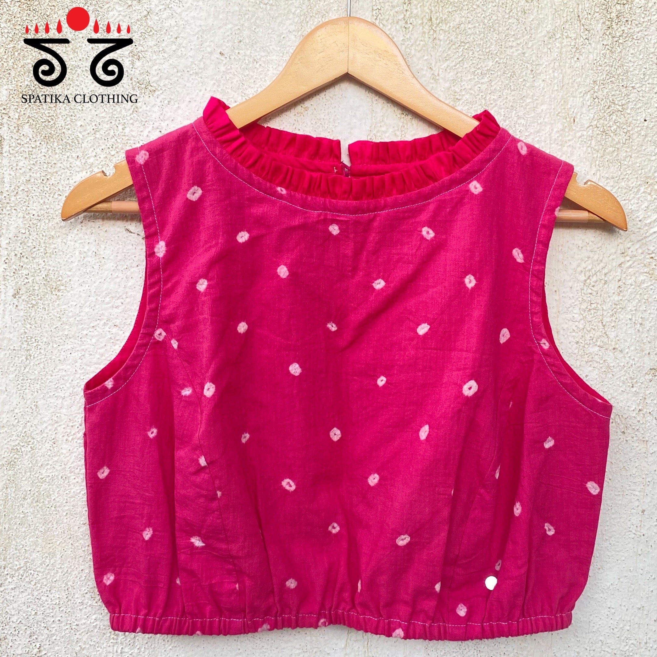 Bandhani Frilled Sleeveless Blouse