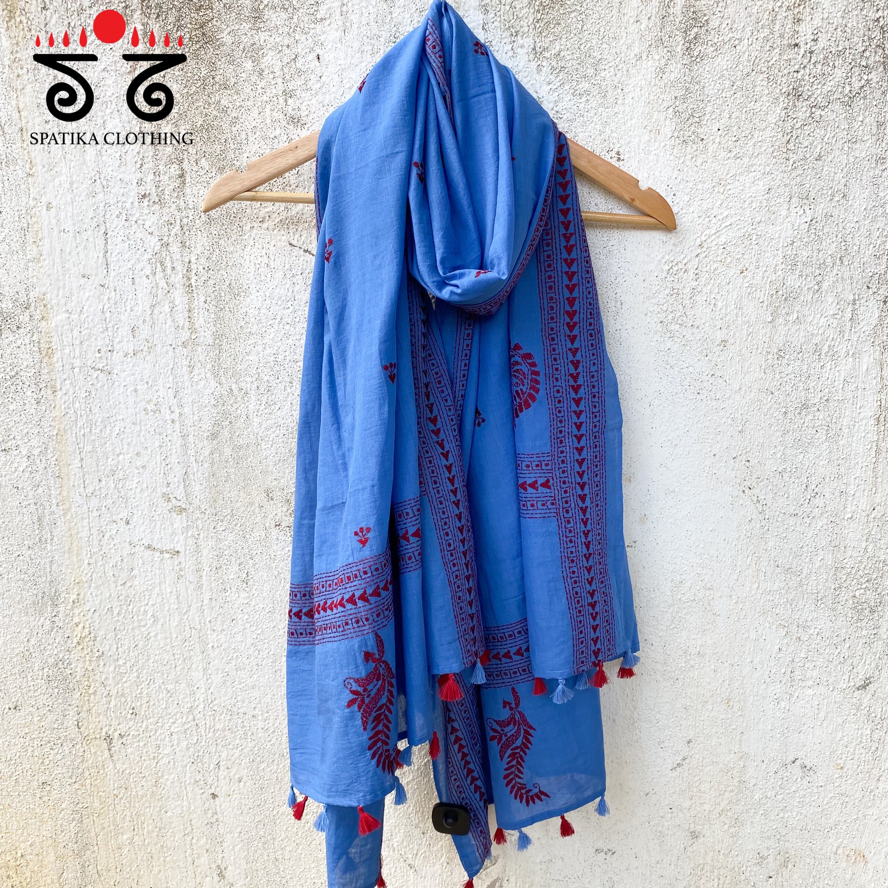 Kantha on Mulmul - Hand Embroidered Dupatta