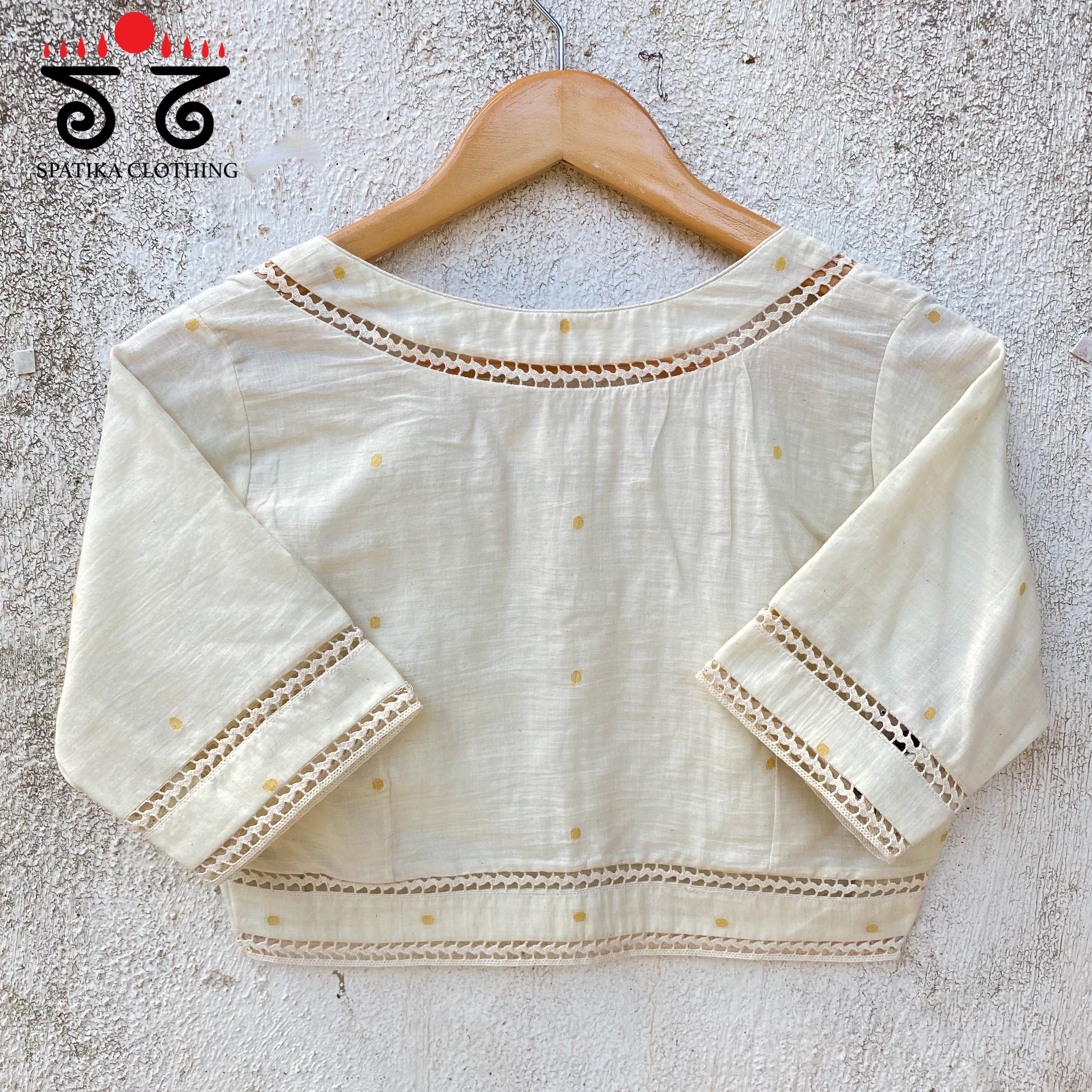 Jamdhani Lace Blouse - Yellow Butta!