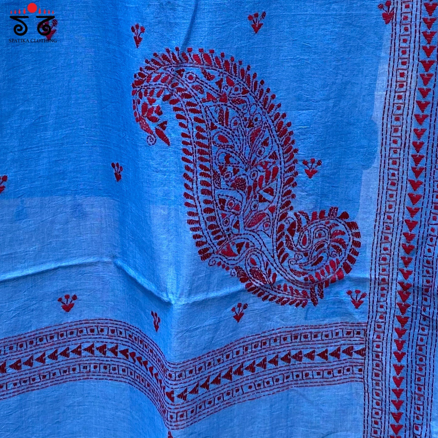 Kantha on Mulmul - Hand Embroidered Dupatta
