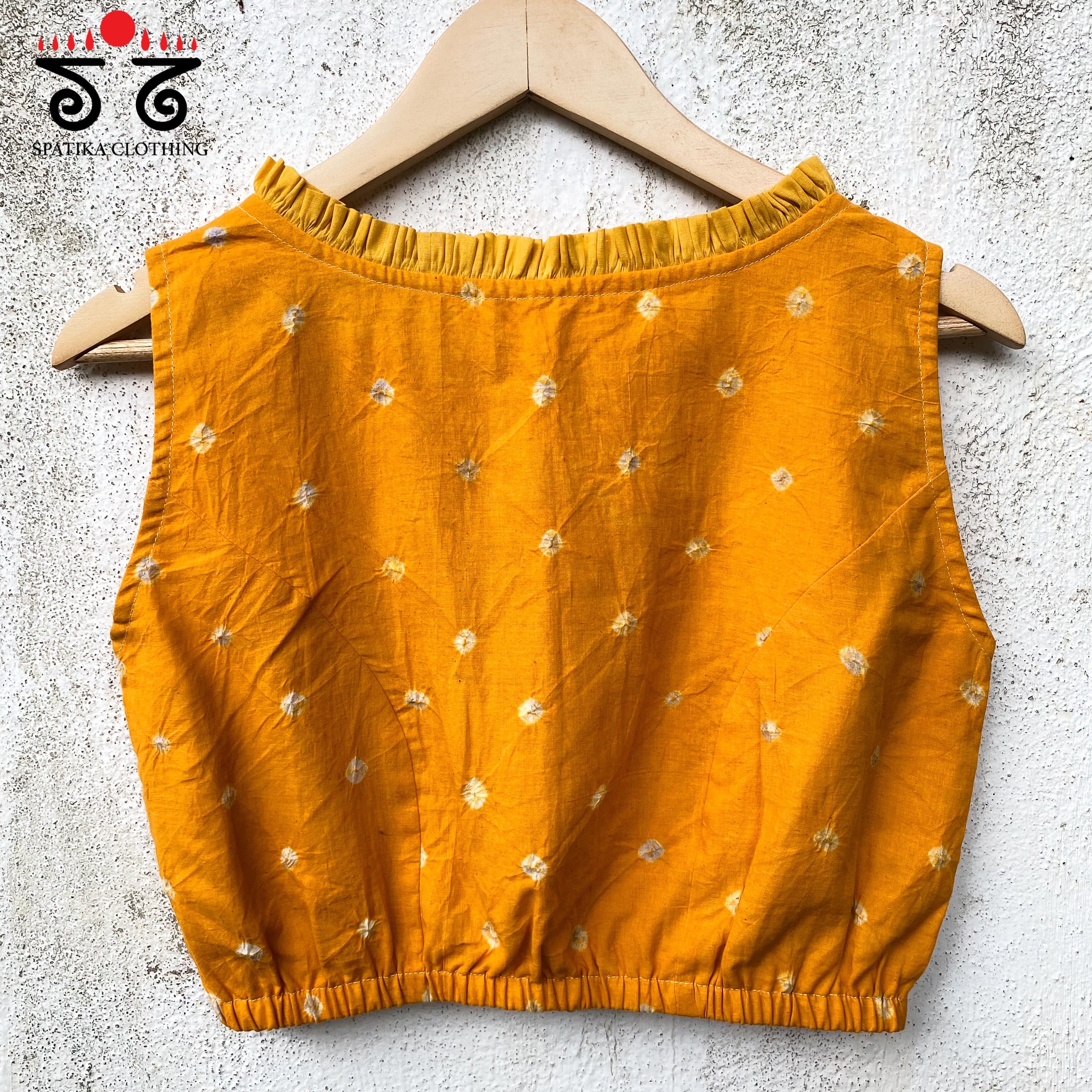 Bandhani Frilled Sleeveless Blouse