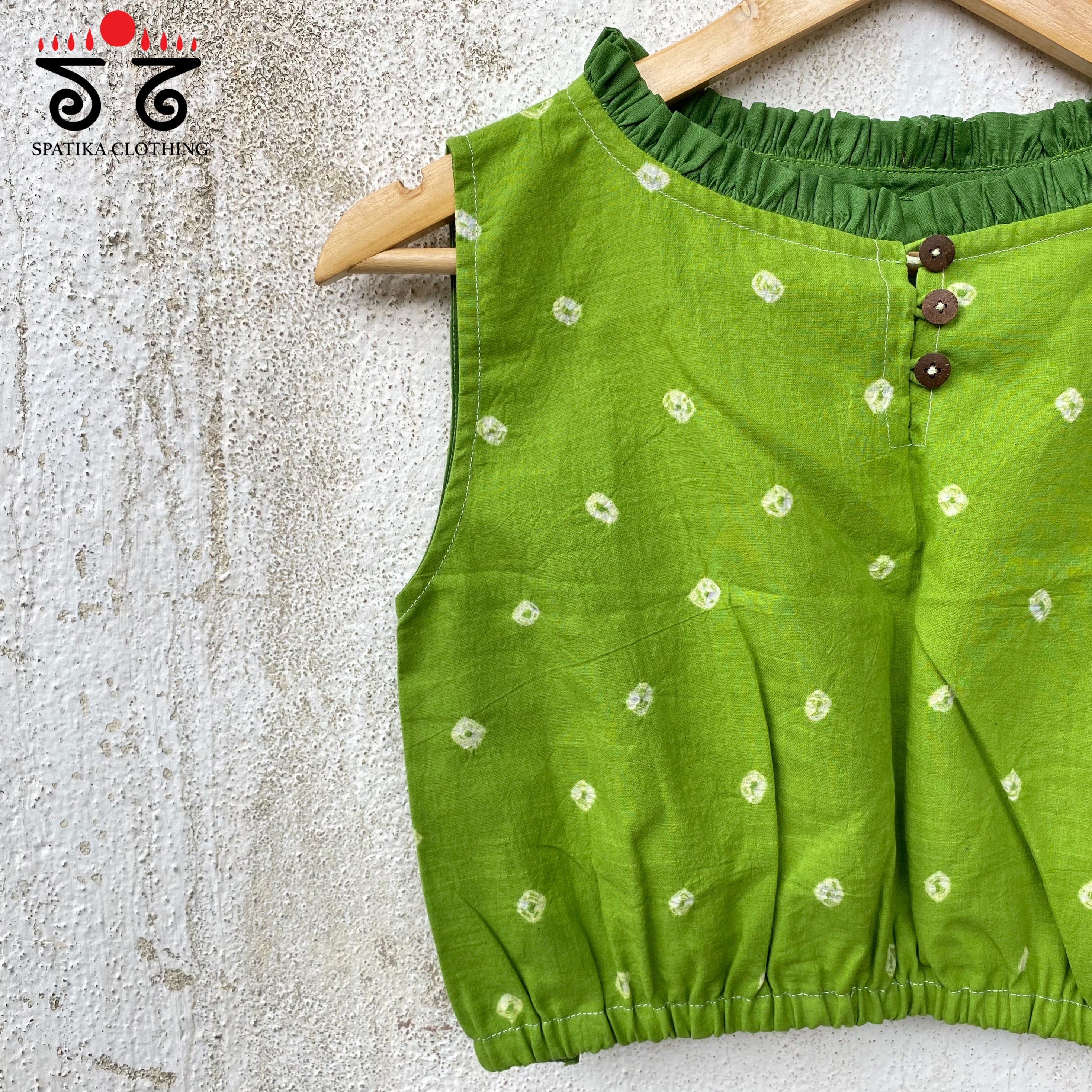 Bandhani Frilled Sleeveless Blouse