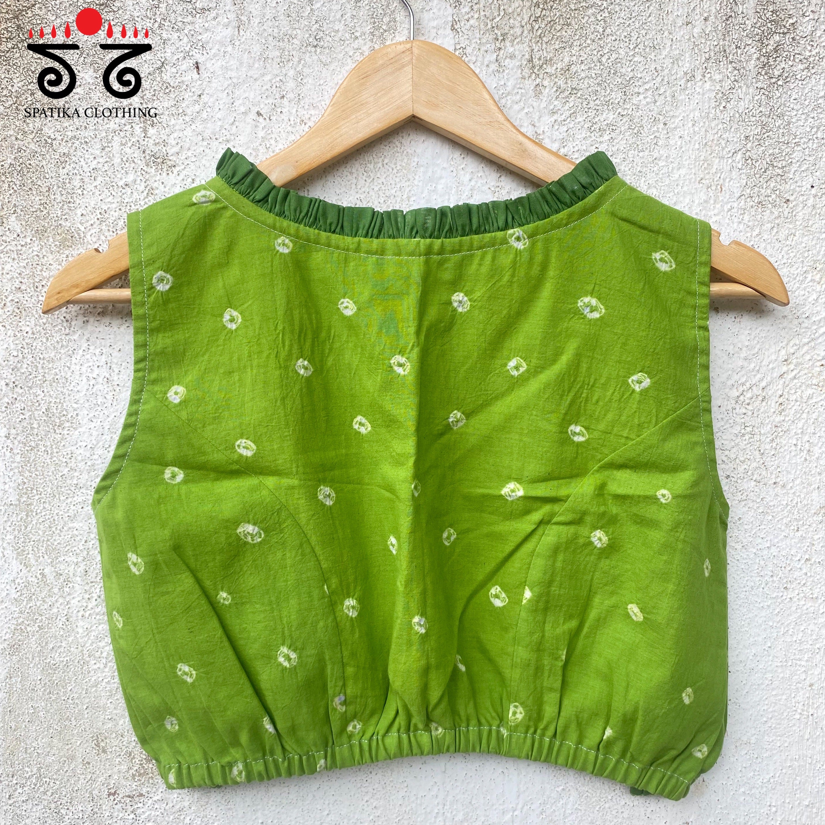 Bandhani Frilled Sleeveless Blouse