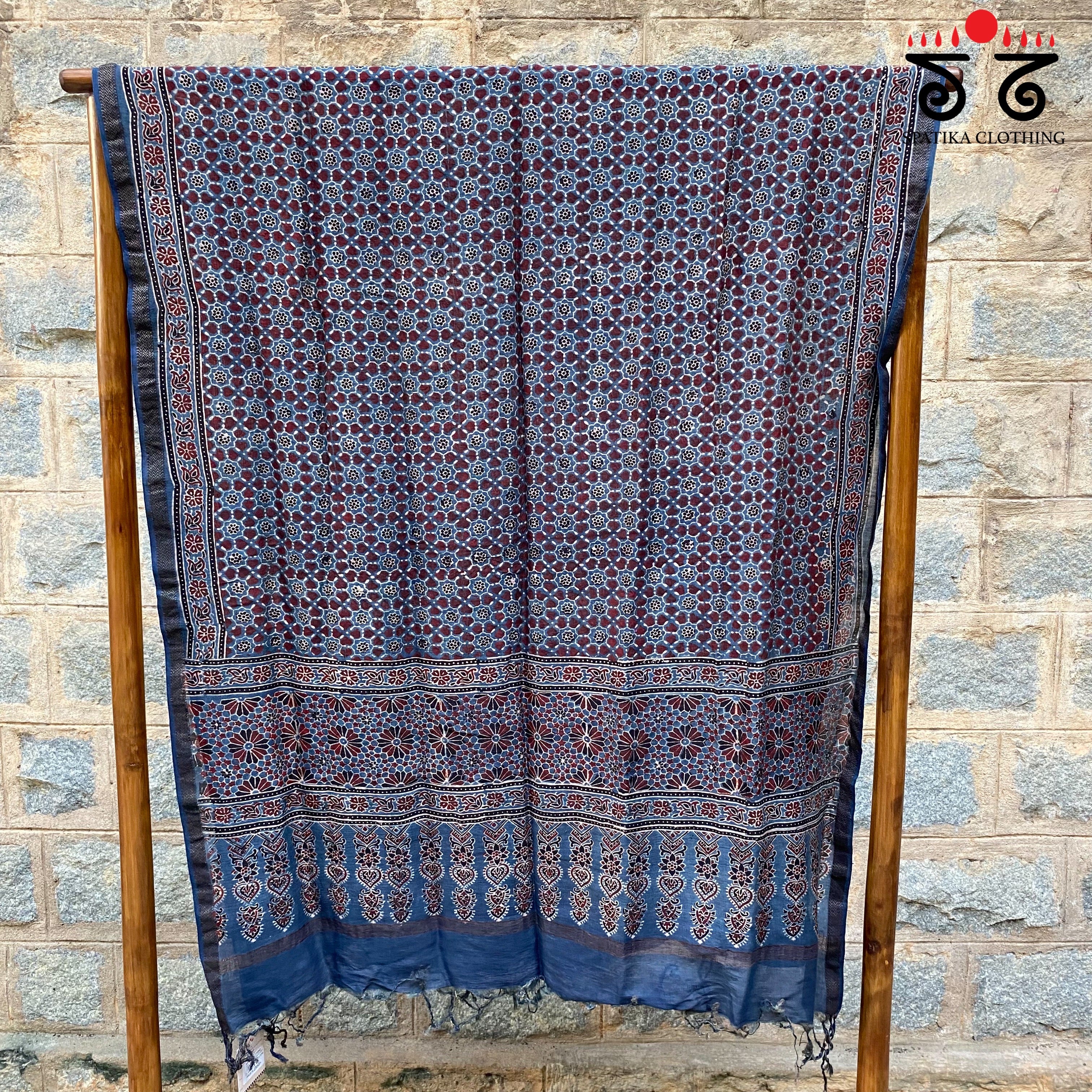 Ajrak on Maheshwari Dupatta