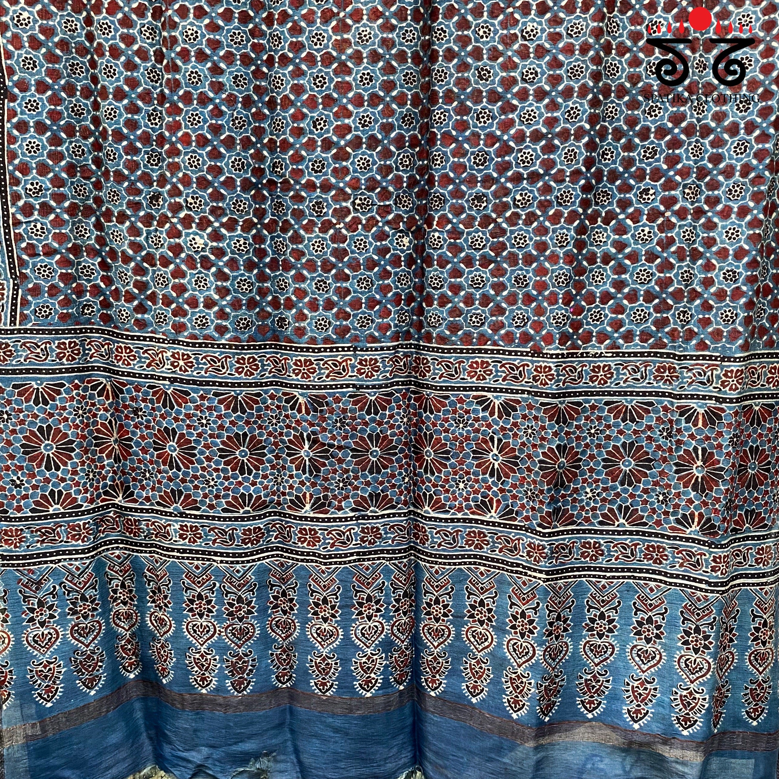 Ajrak on Maheshwari Dupatta