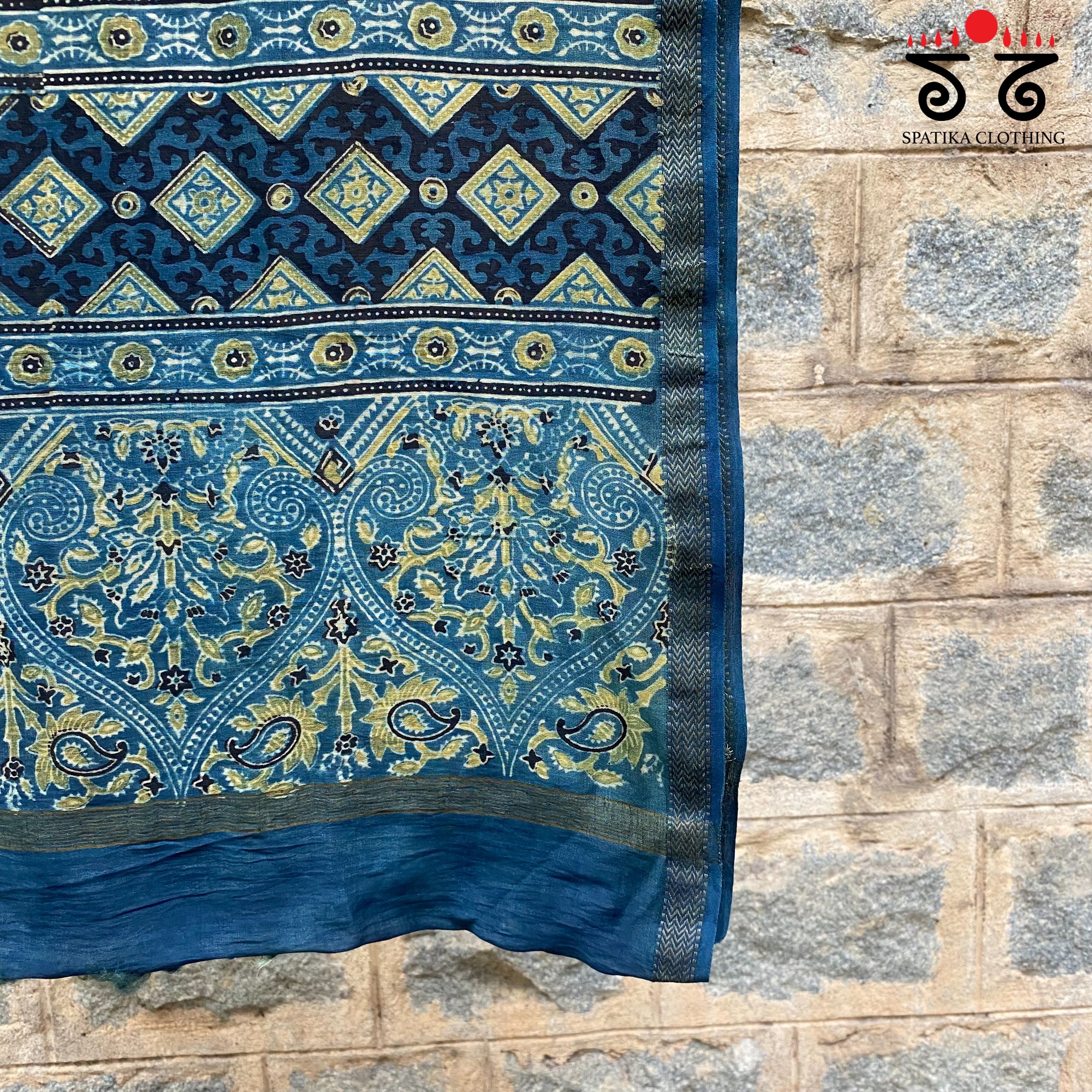 Ajrak on Maheshwari Dupatta