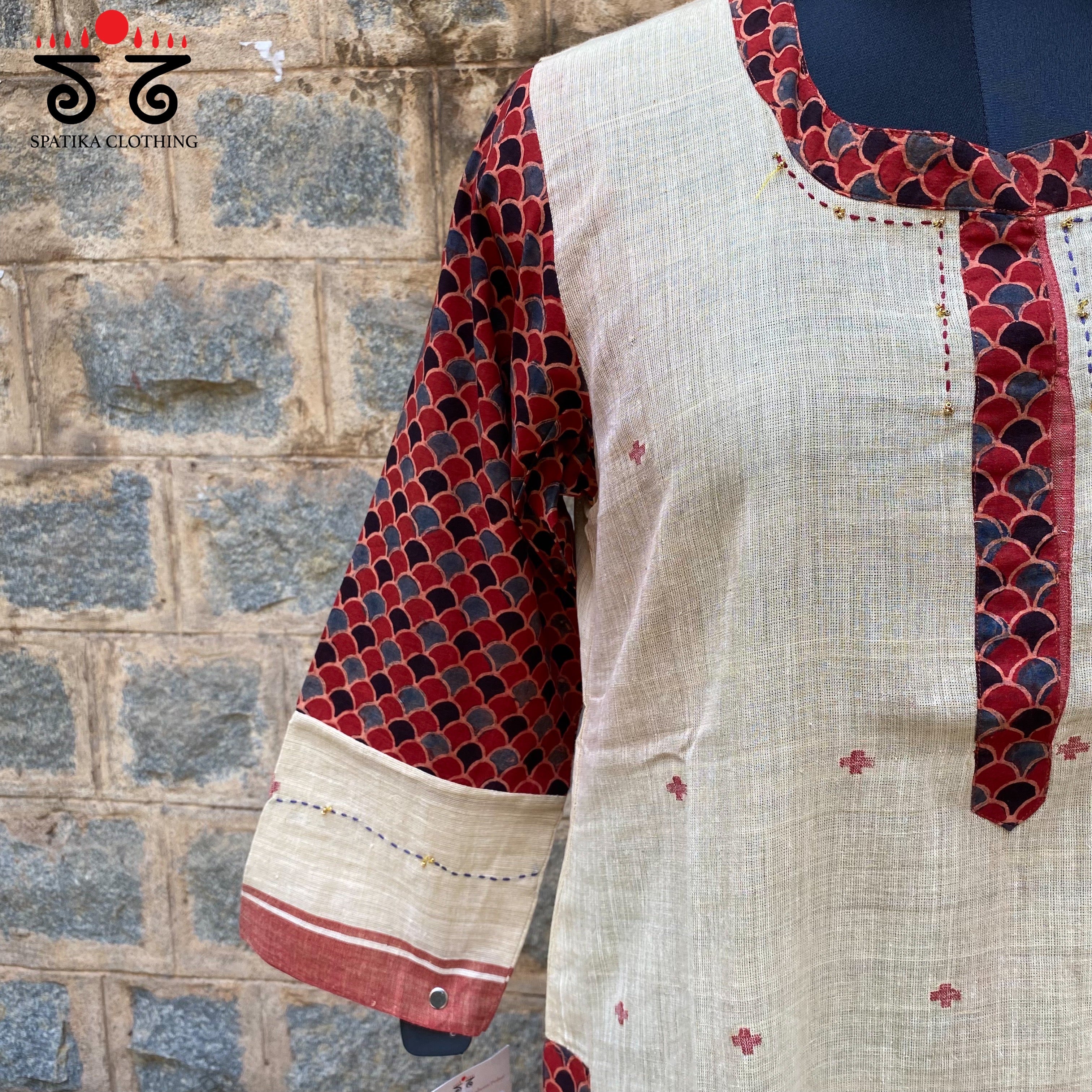 Ponduru Ajrak Hand - Embroidered Kurta