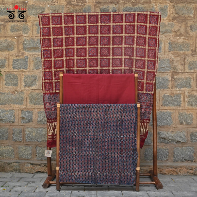 Ajrak Hand - Blockprinted Fabric Set Of 3
