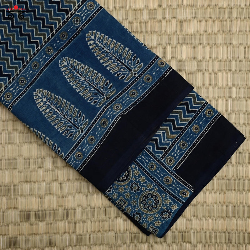 Ajrak on Mulmul Cotton Saree