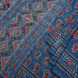 Ajrak on Mulmul Cotton Saree