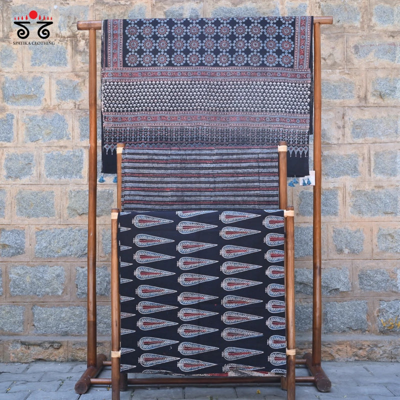 Ajrak Hand - Blockprinted Fabric Set Of 3