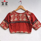 Red Half & Half Bagru Blouse - New Version