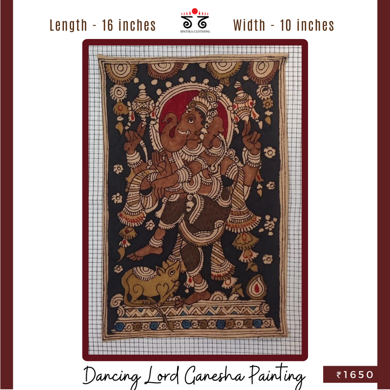Dancing Lord Ganesha Pen-Kalamkari Painting