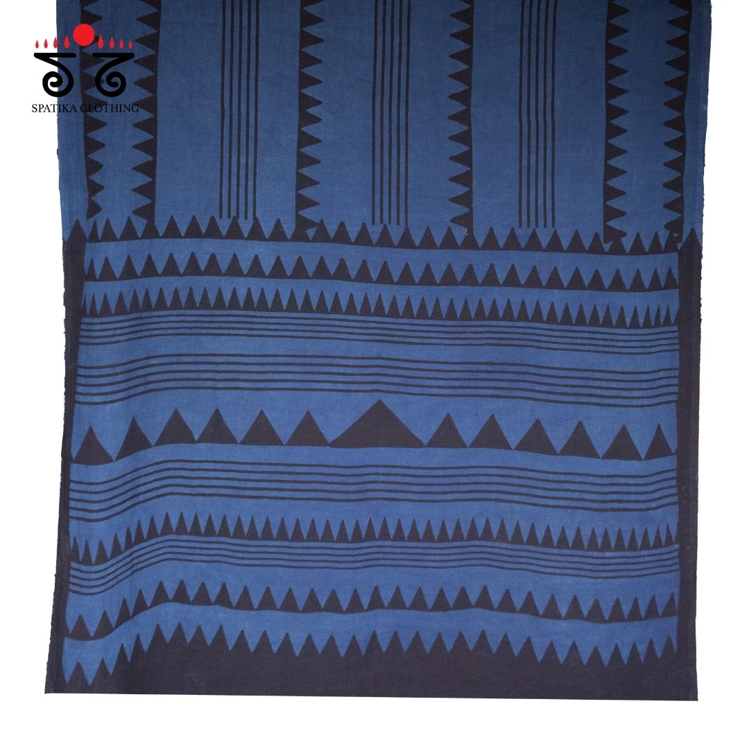Ajrakh Handblock Print on Mulmul Cotton Saree