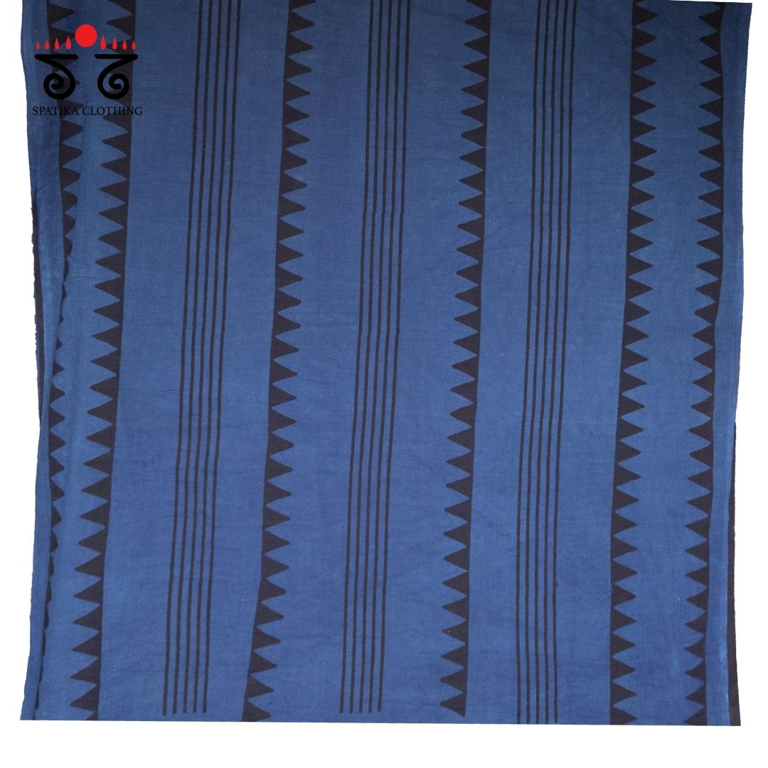 Ajrakh Handblock Print on Mulmul Cotton Saree