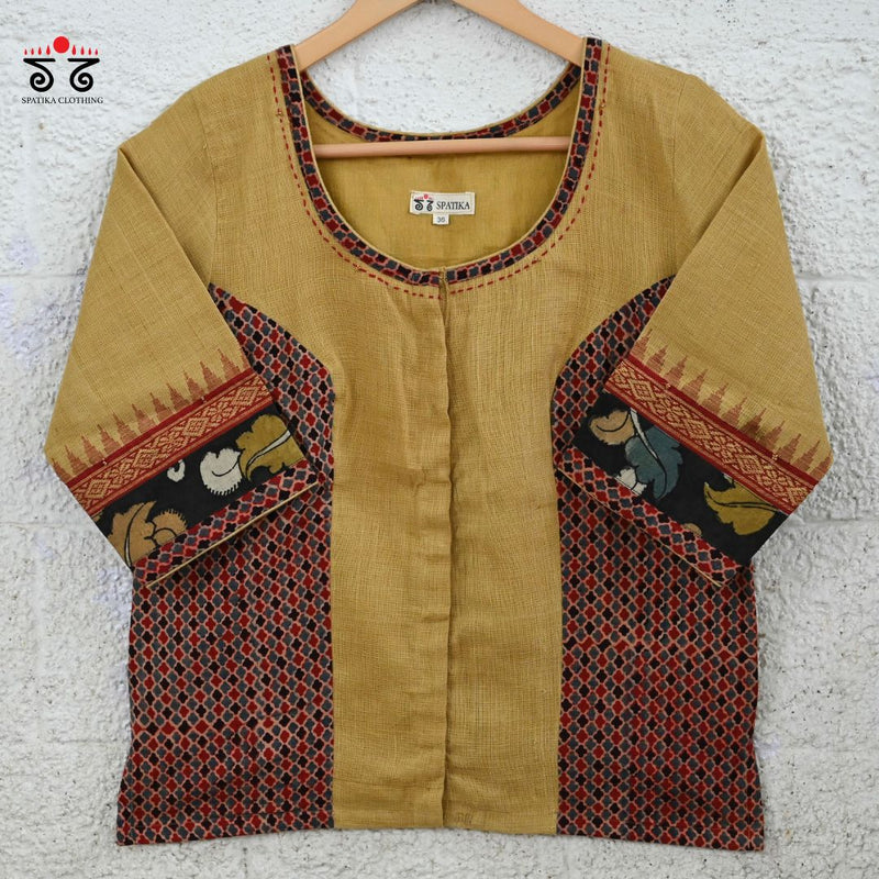 Lord Ganesha Pen Kalamkari Crop Top