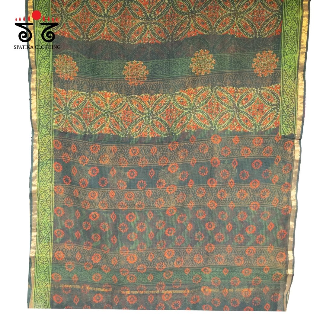 Kota Hand block printed with Zari Border saree