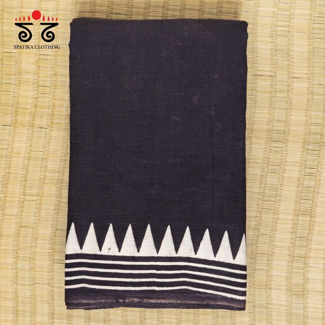 Ajrakh Handblock Print on Mulmul Cotton Saree