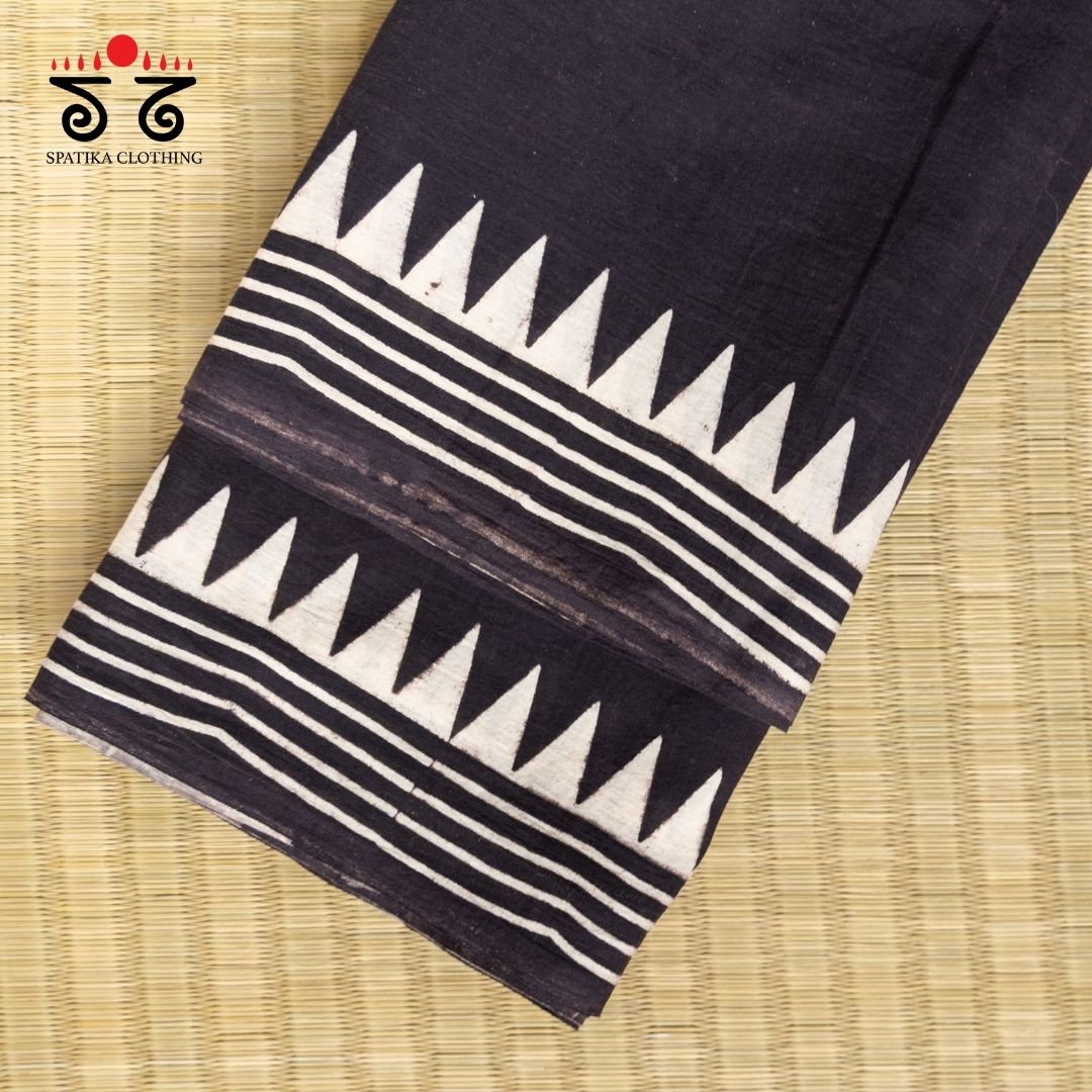 Ajrakh Handblock Print on Mulmul Cotton Saree