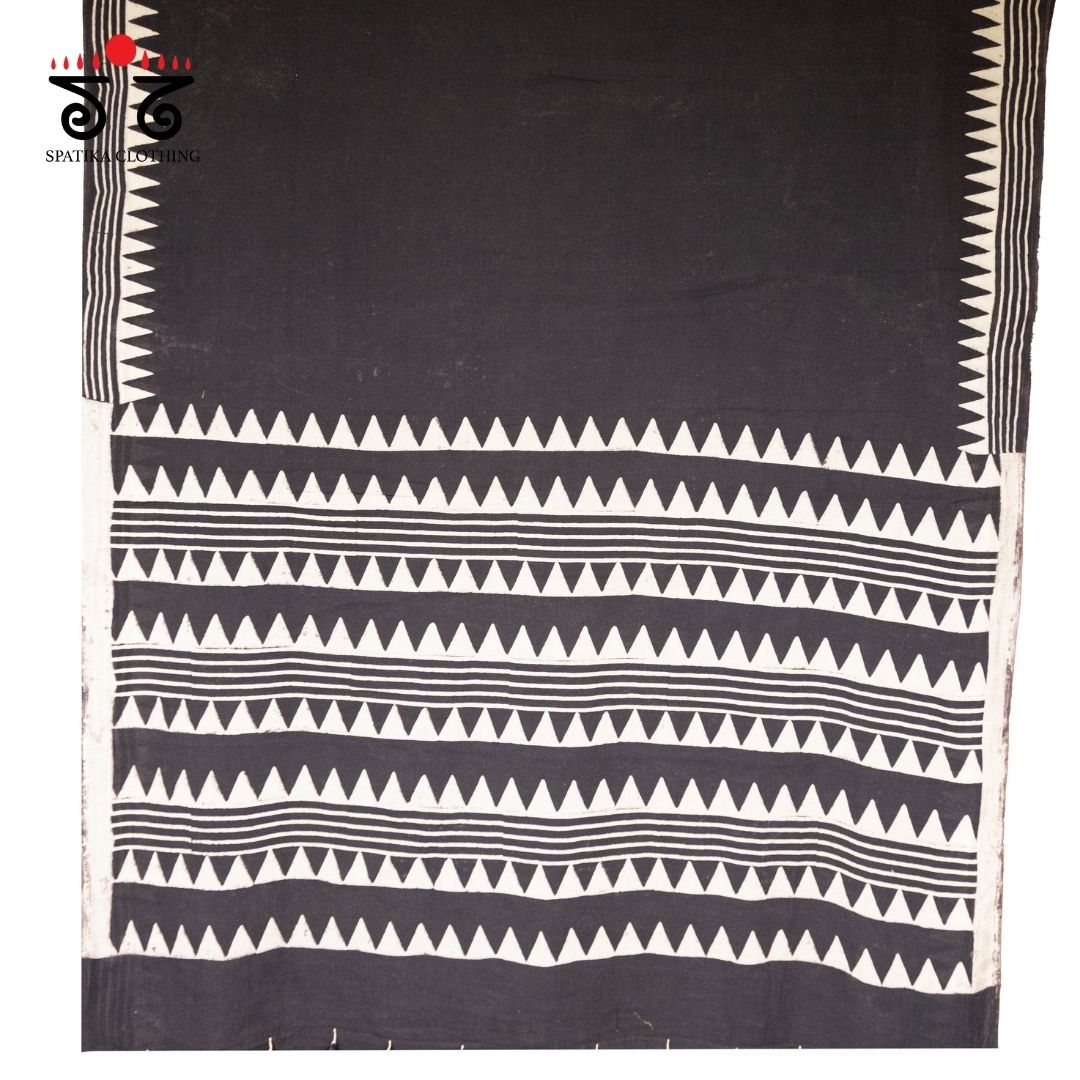 Ajrakh Handblock Print on Mulmul Cotton Saree