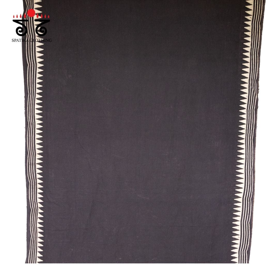 Ajrakh Handblock Print on Mulmul Cotton Saree