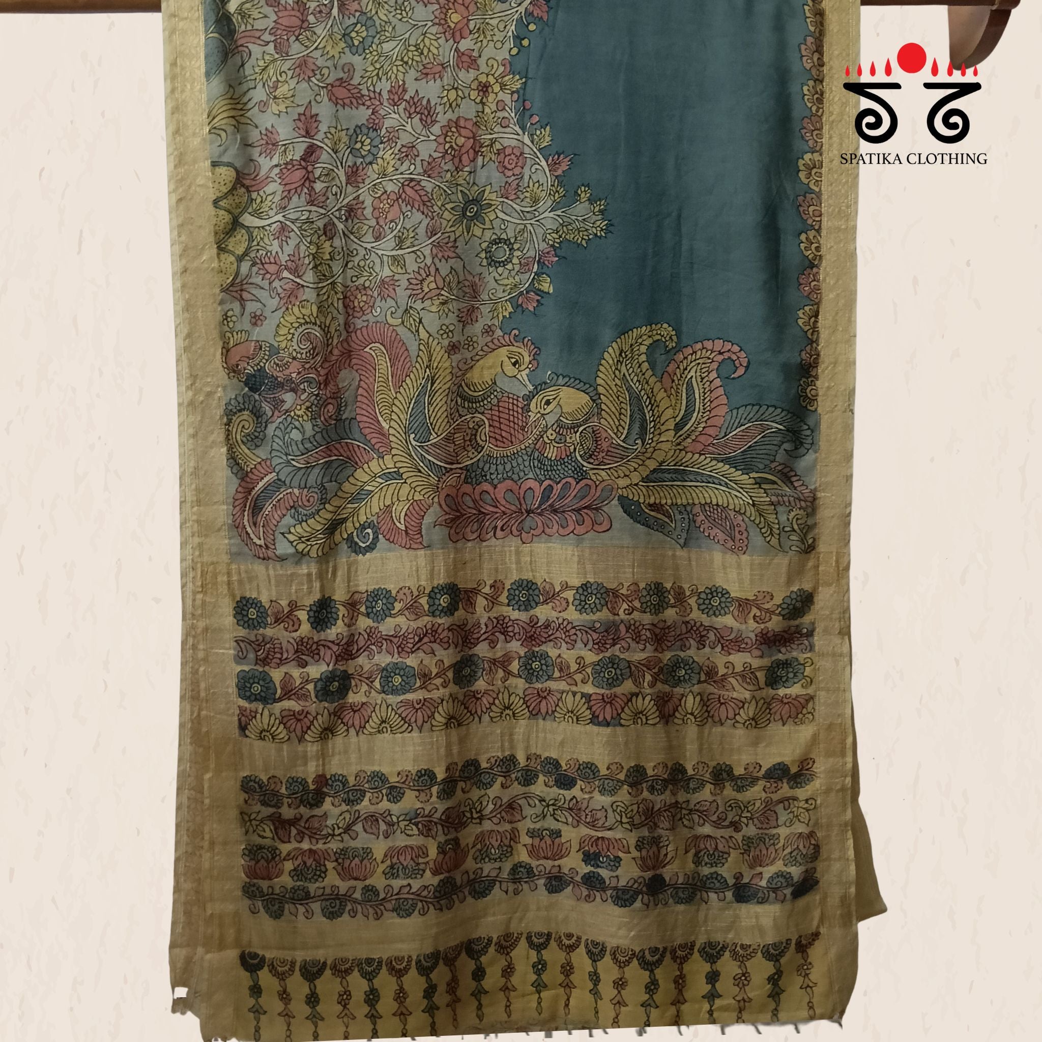 Pen Kalamkari Handpainted Silk Cotton Saree
